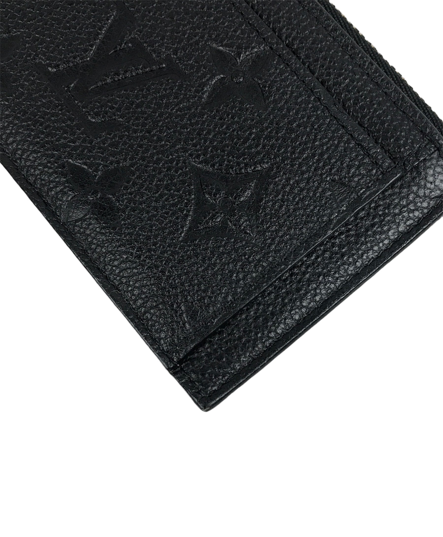 Empriente Black Leather Zip Card Case w/GHW