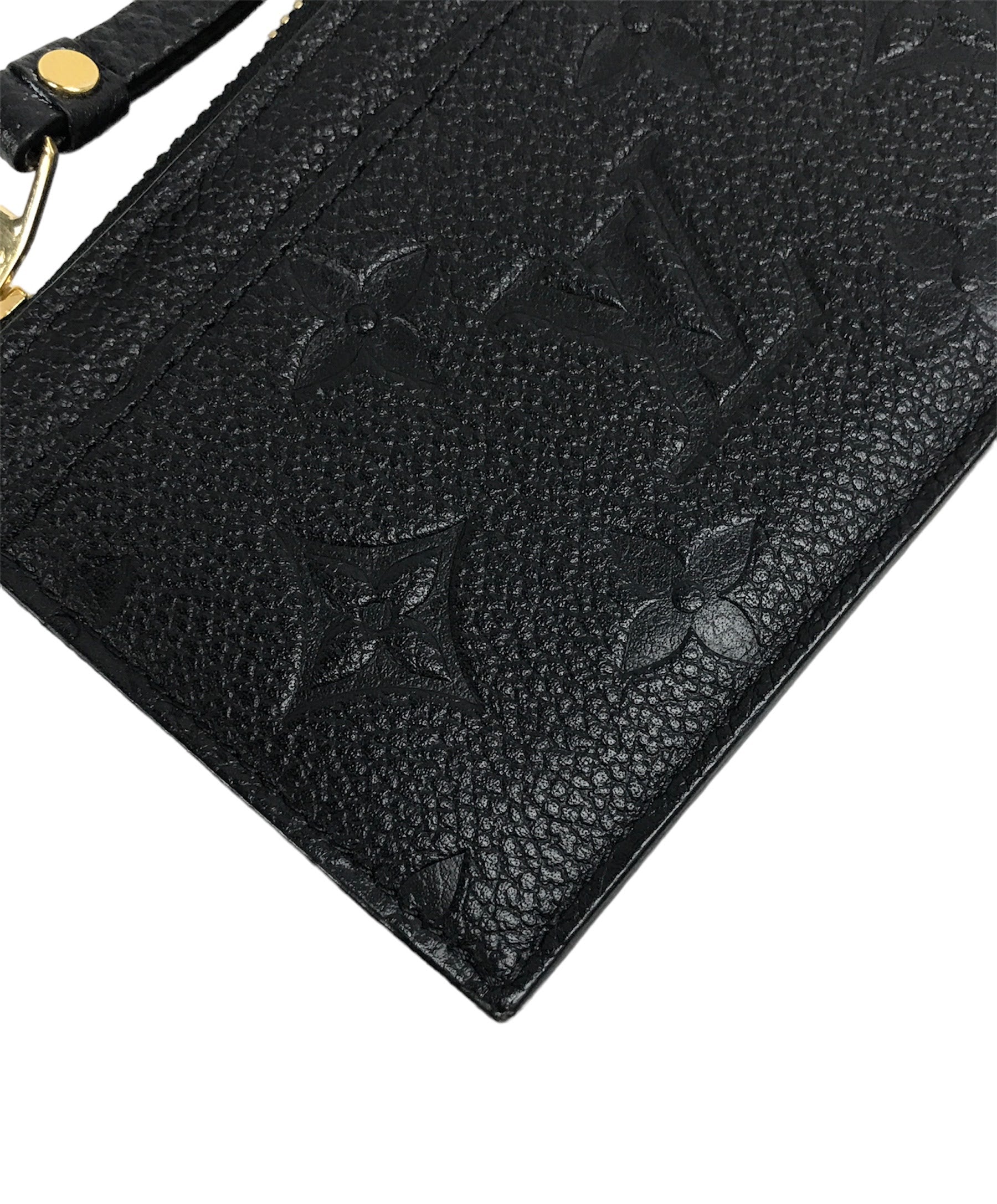 Empriente Black Leather Zip Card Case w/GHW