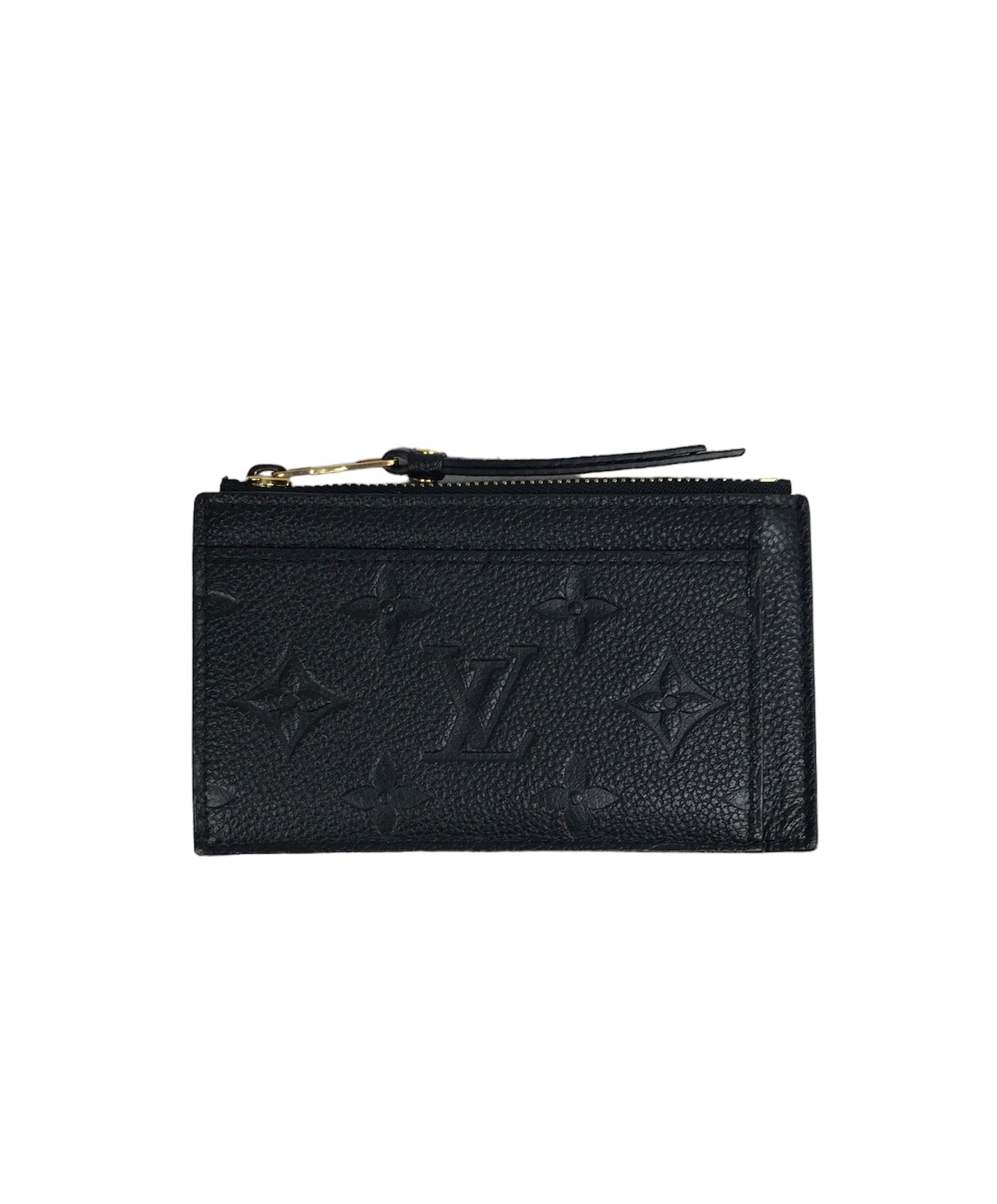 Empriente Black Leather Zip Card Case w/GHW