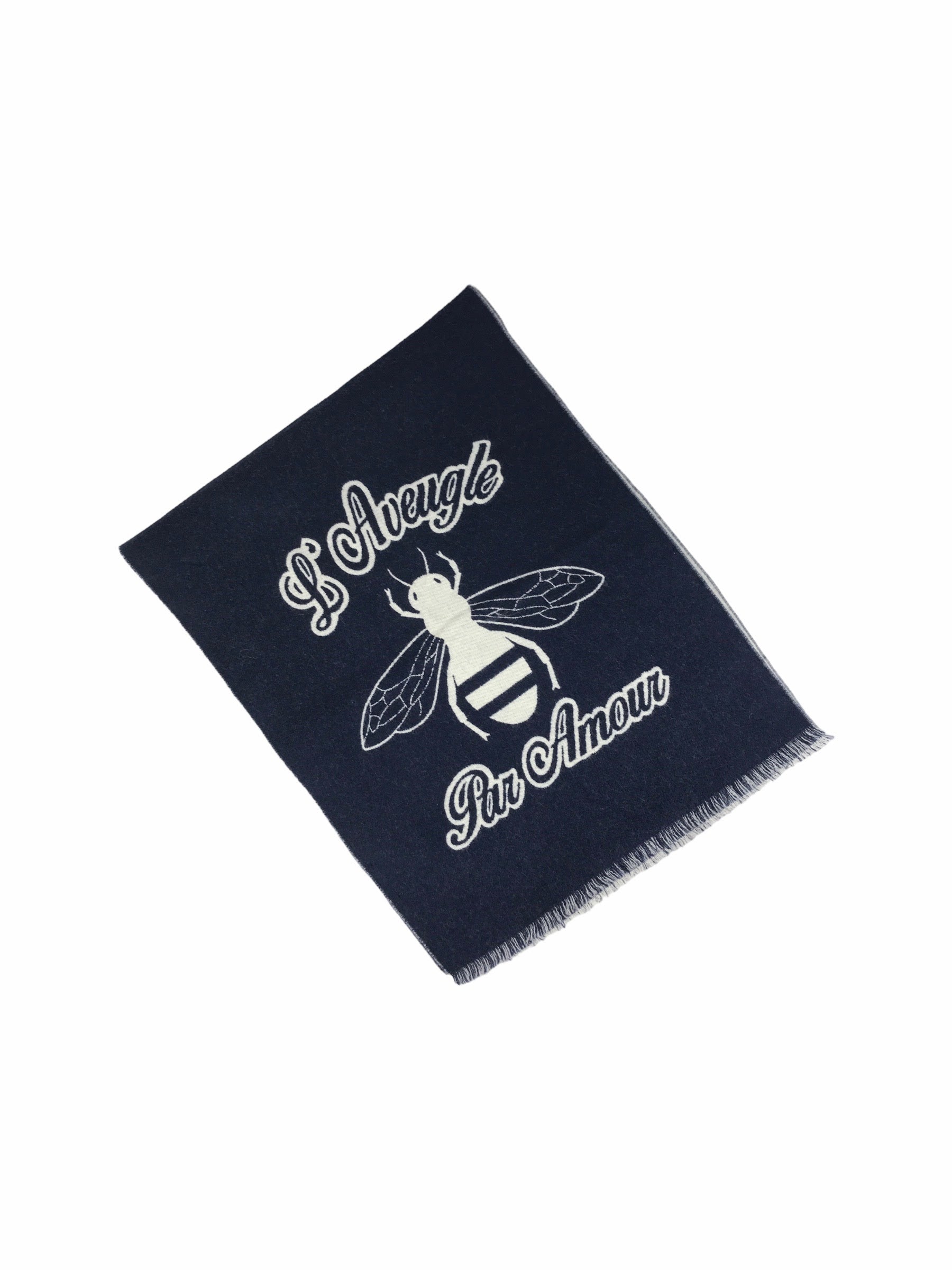 Navy/White Wool L’aveugle Par Amour Scarf