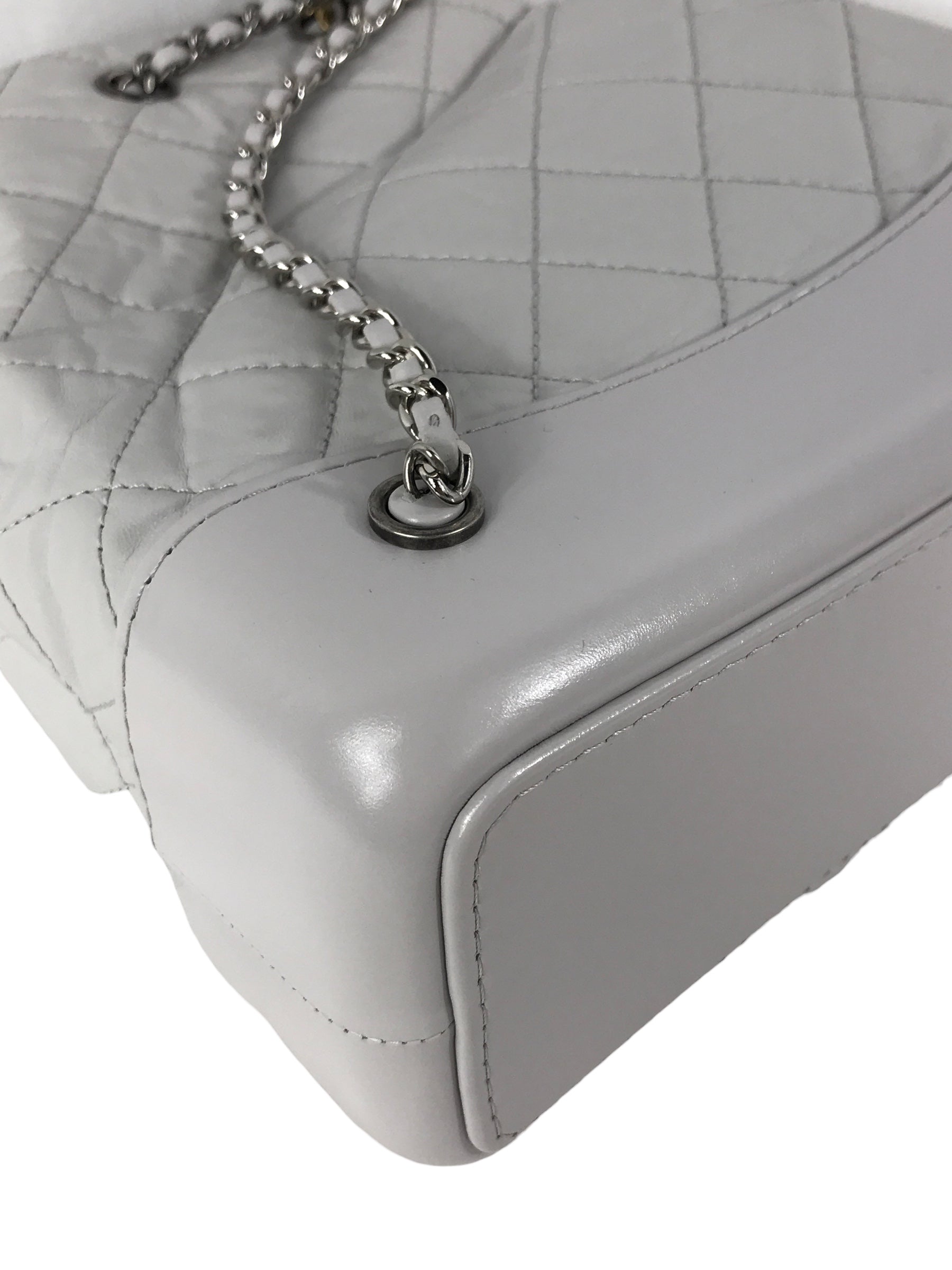 Light Grey Quilted Aged Calfskin Gabrielle Backpack w/ RHW/GHW/AGHW/SHW