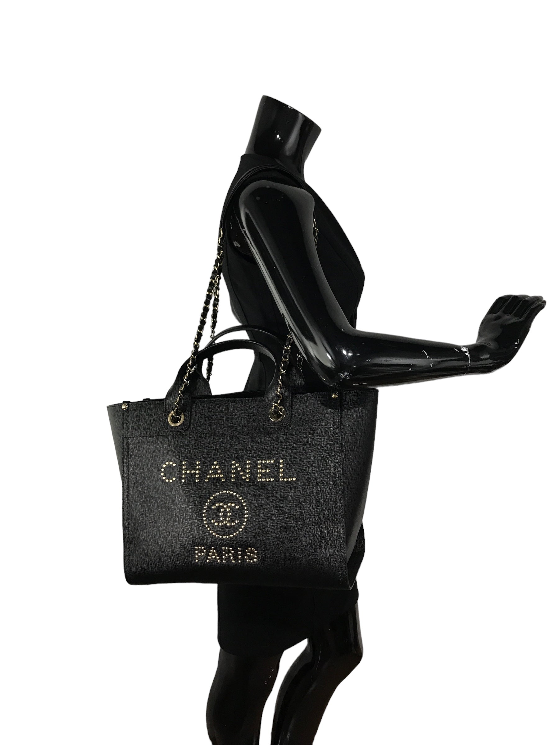 Black Caviar Leather Small Studded Deauville W/LGHW-ON LAYAWAY