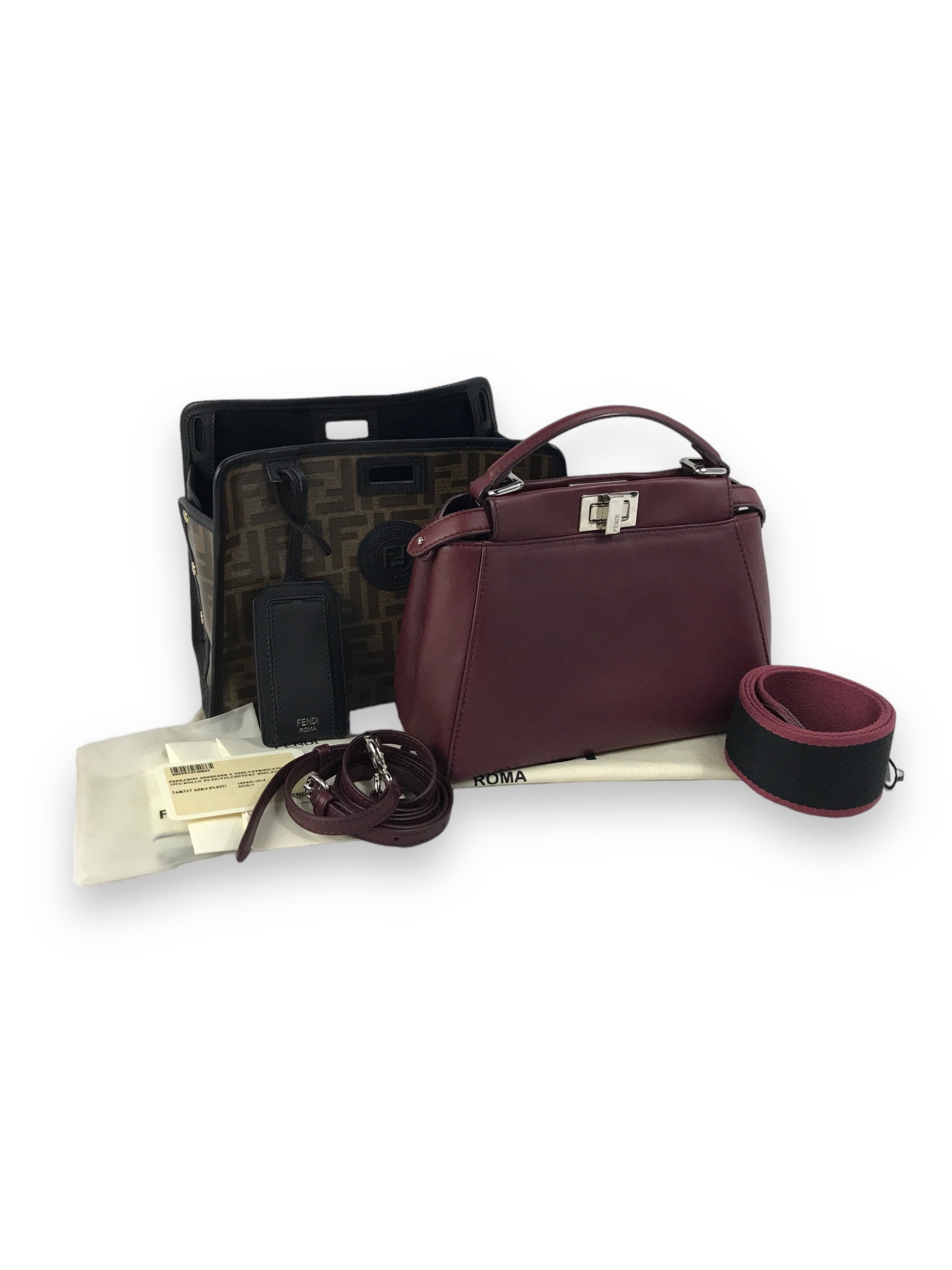 Burgundy Mini Peekaboo w/ removable monogram coated canvas peekaboo defender case w/SHW