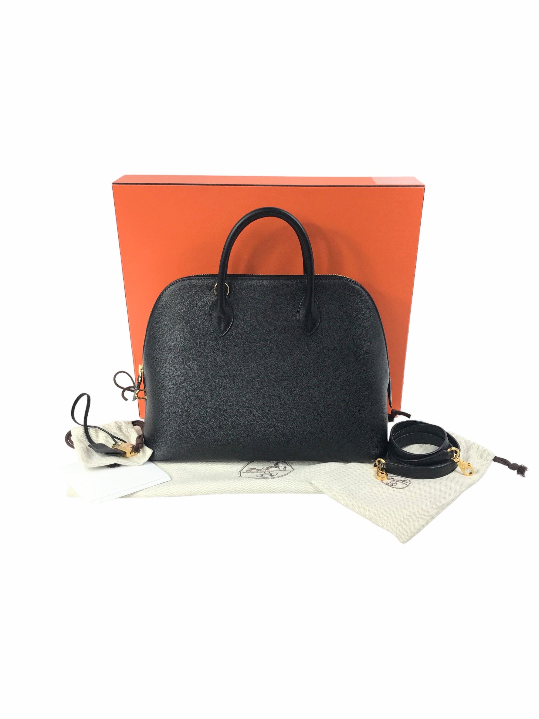 Black Novillo Leather Bolide 1923 30 Bag w/ GHW