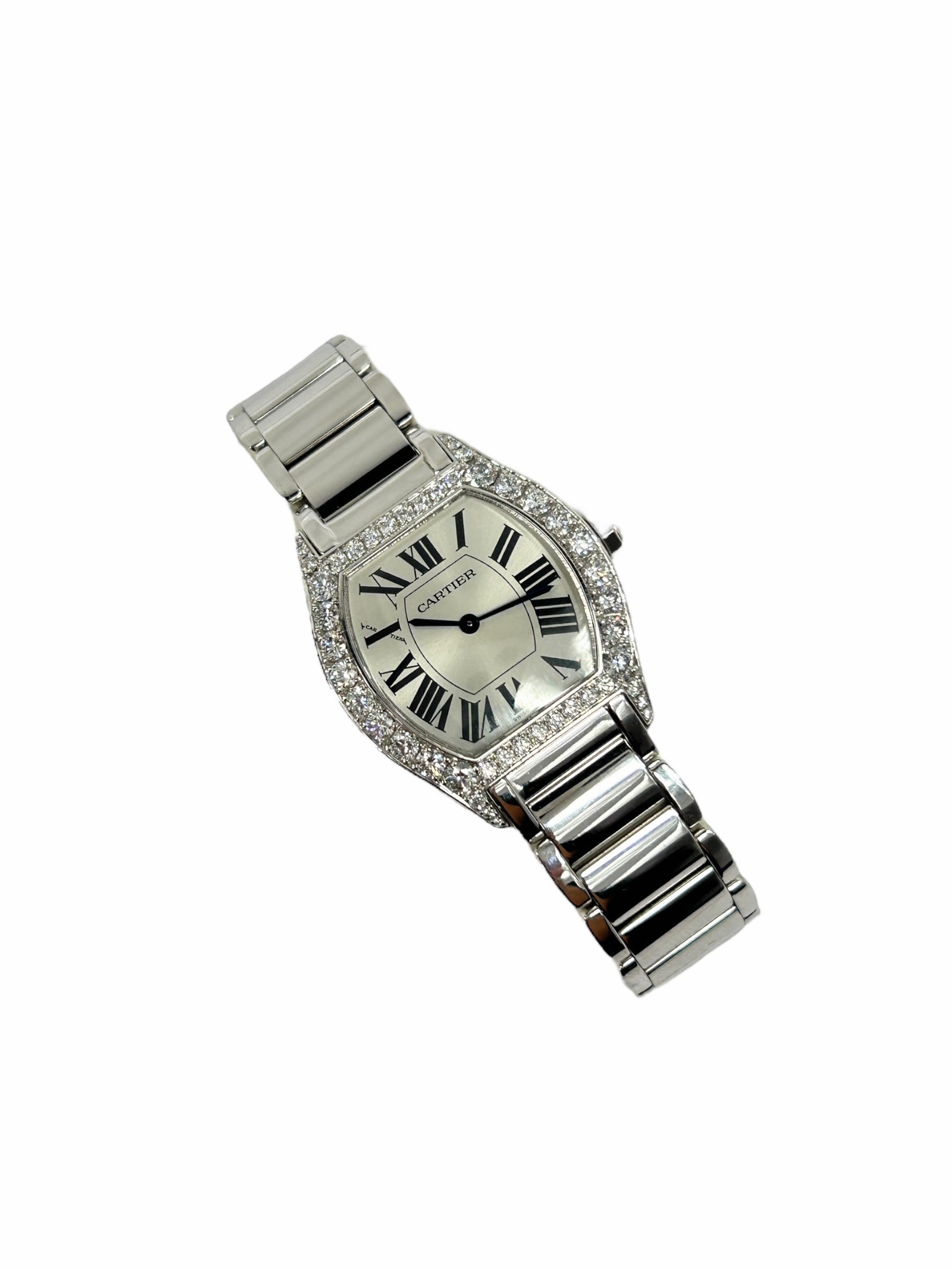 18K White Gold/ Diamond Bezel/Silver Dial Tortue Watch