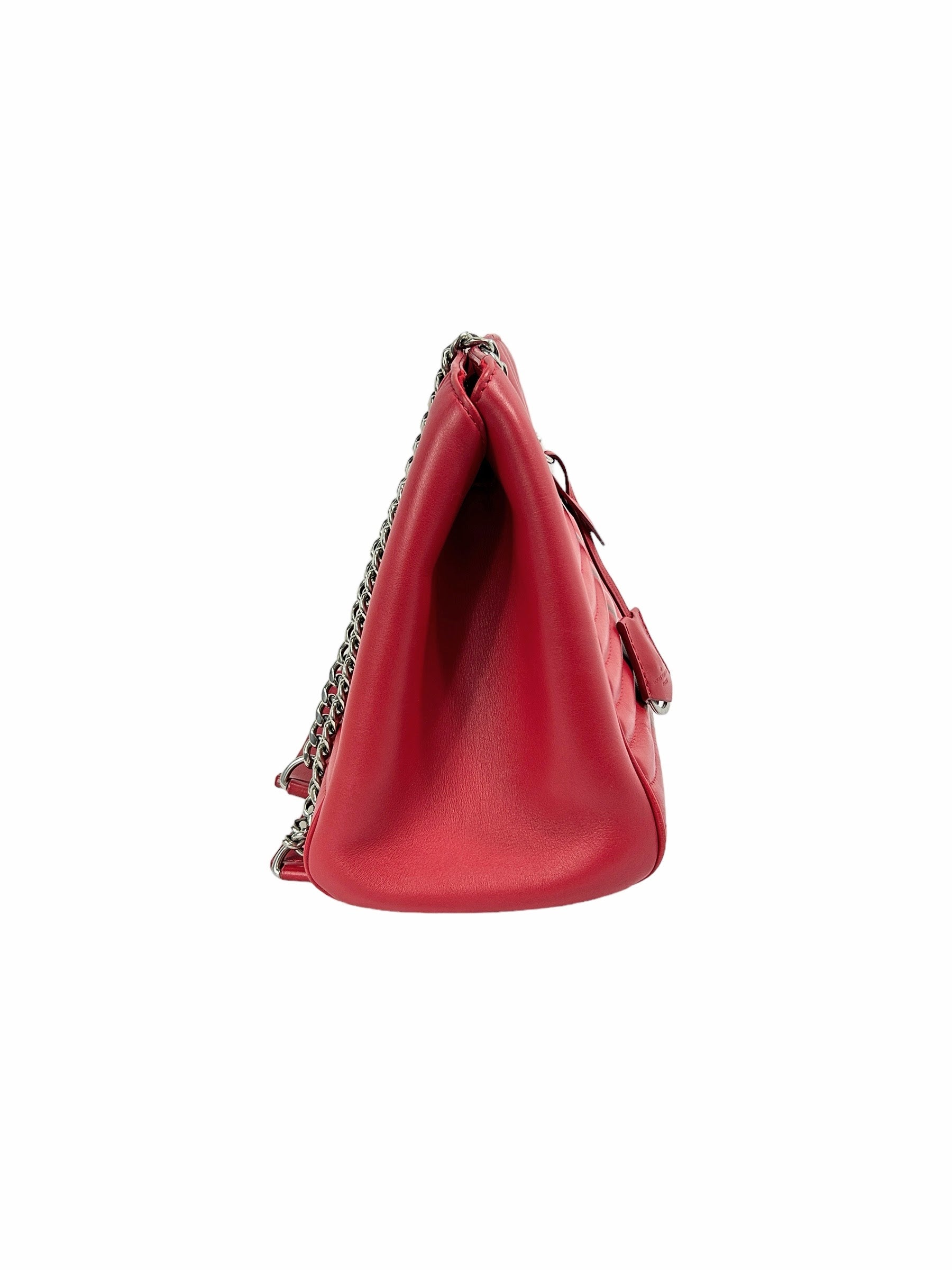 Red Calfskin Chevron Leather Wave Bag w/SHW