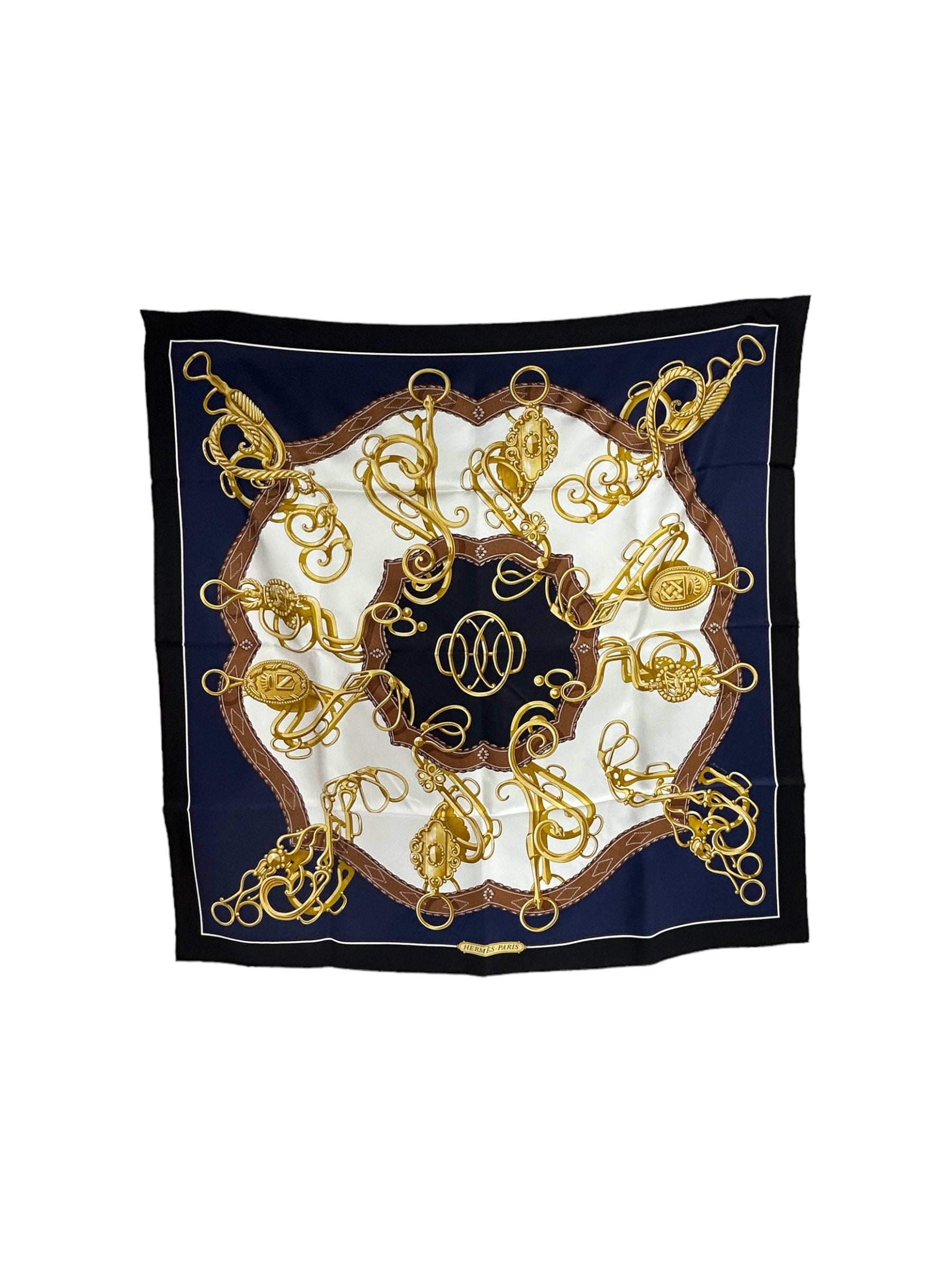 Noir/Marine/Blanc "Lift Profile" Silk Scarf-ON LAYAWAY