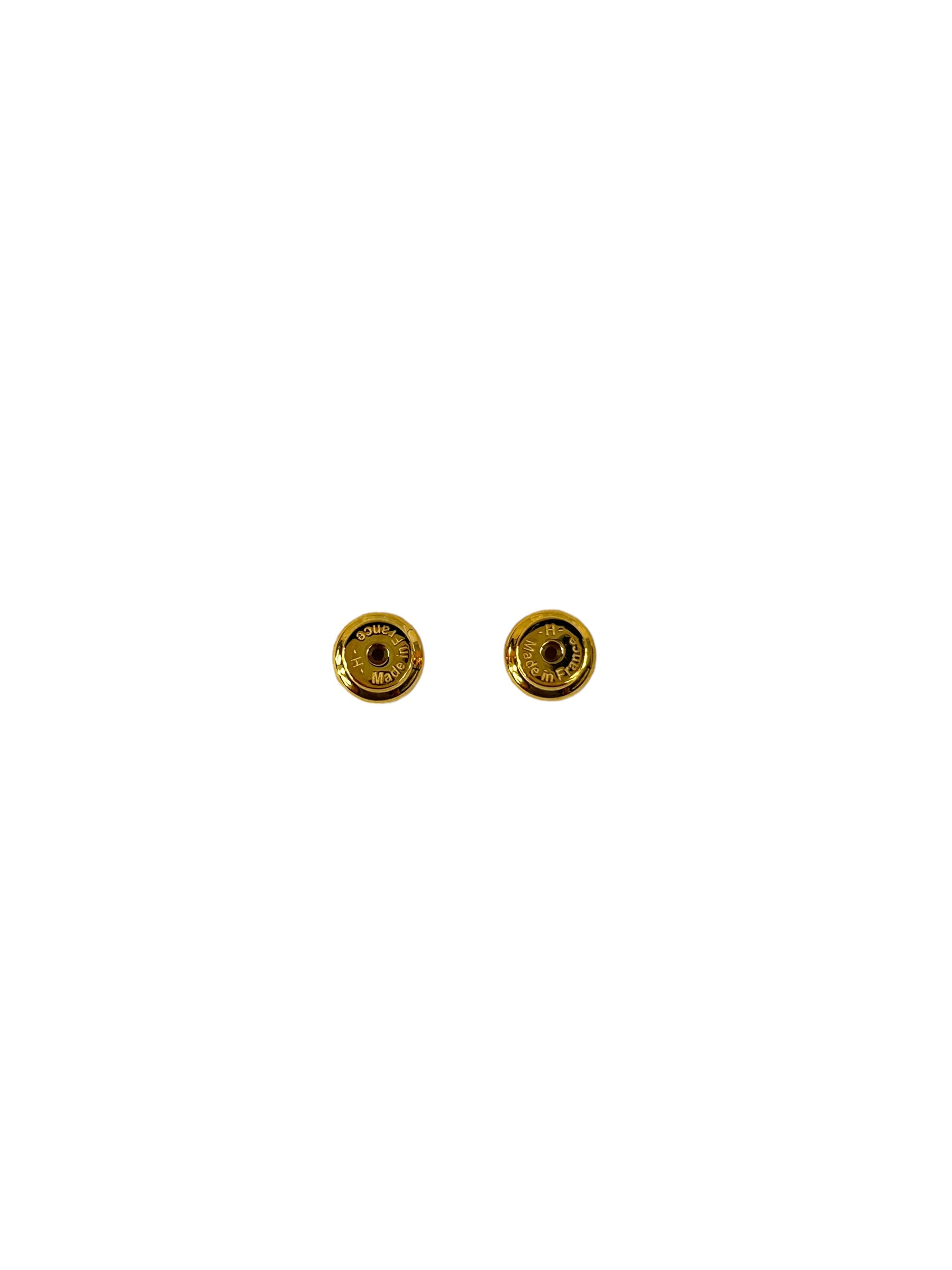 Mini White Enamel H Pop Earrings w/GHW