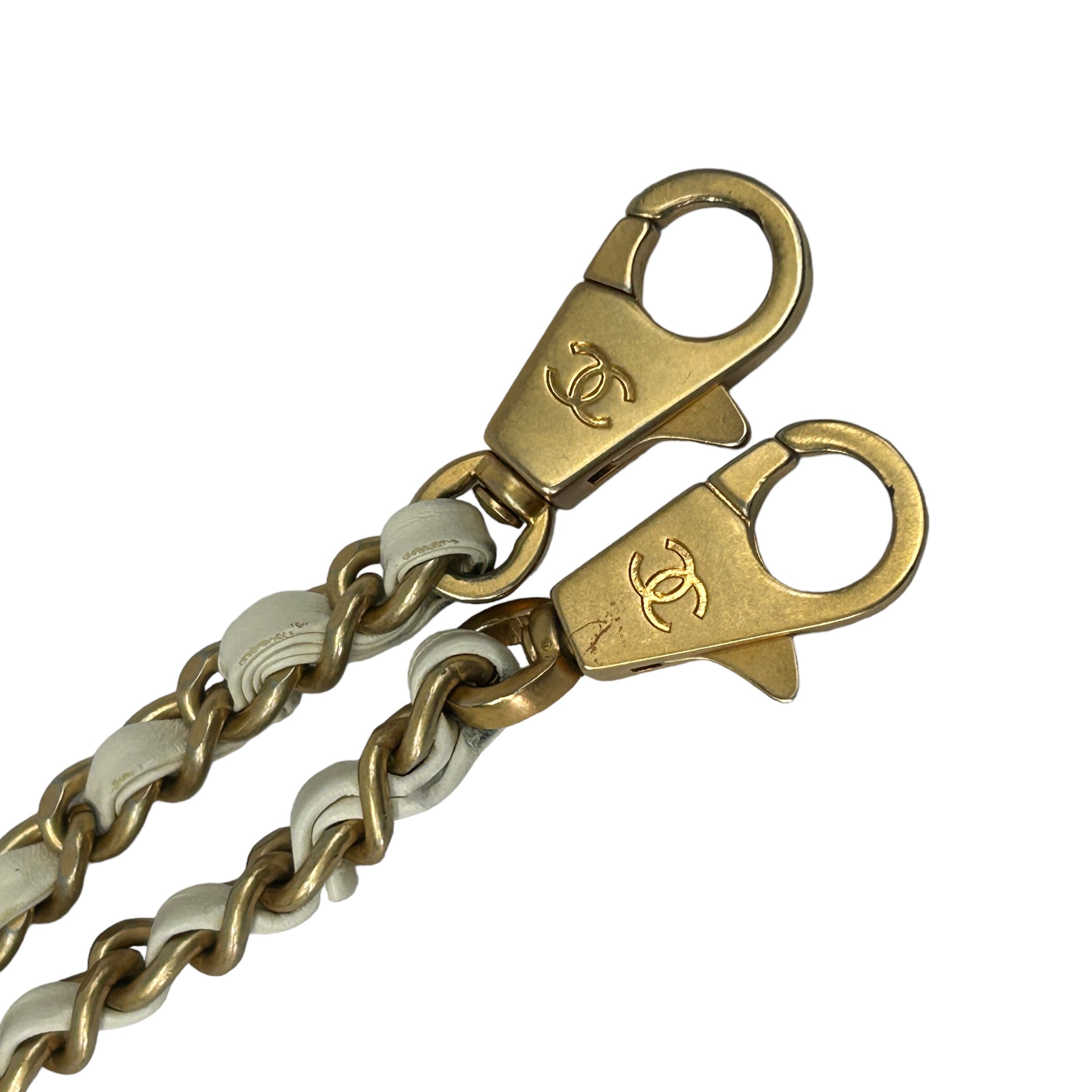 White Chevron Crinkled Calfskin Beige Lizard Mini Coco Handle W/AGHW