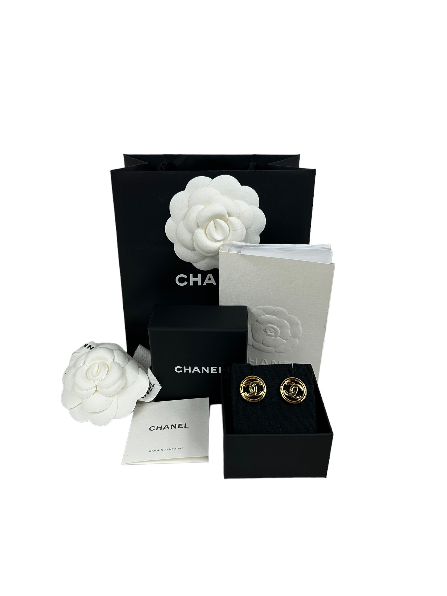 Gold Plated CC Circle Earrings