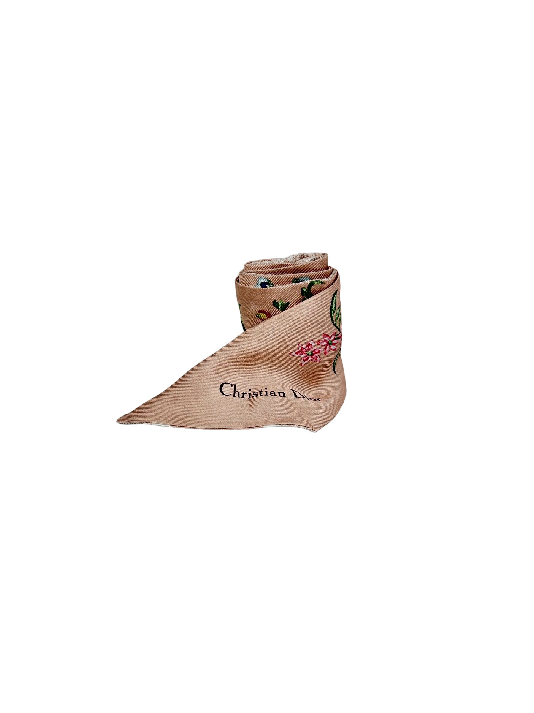 CD Twilly Mini Scarf 100cm Floral Black Mulberry Silk 958865