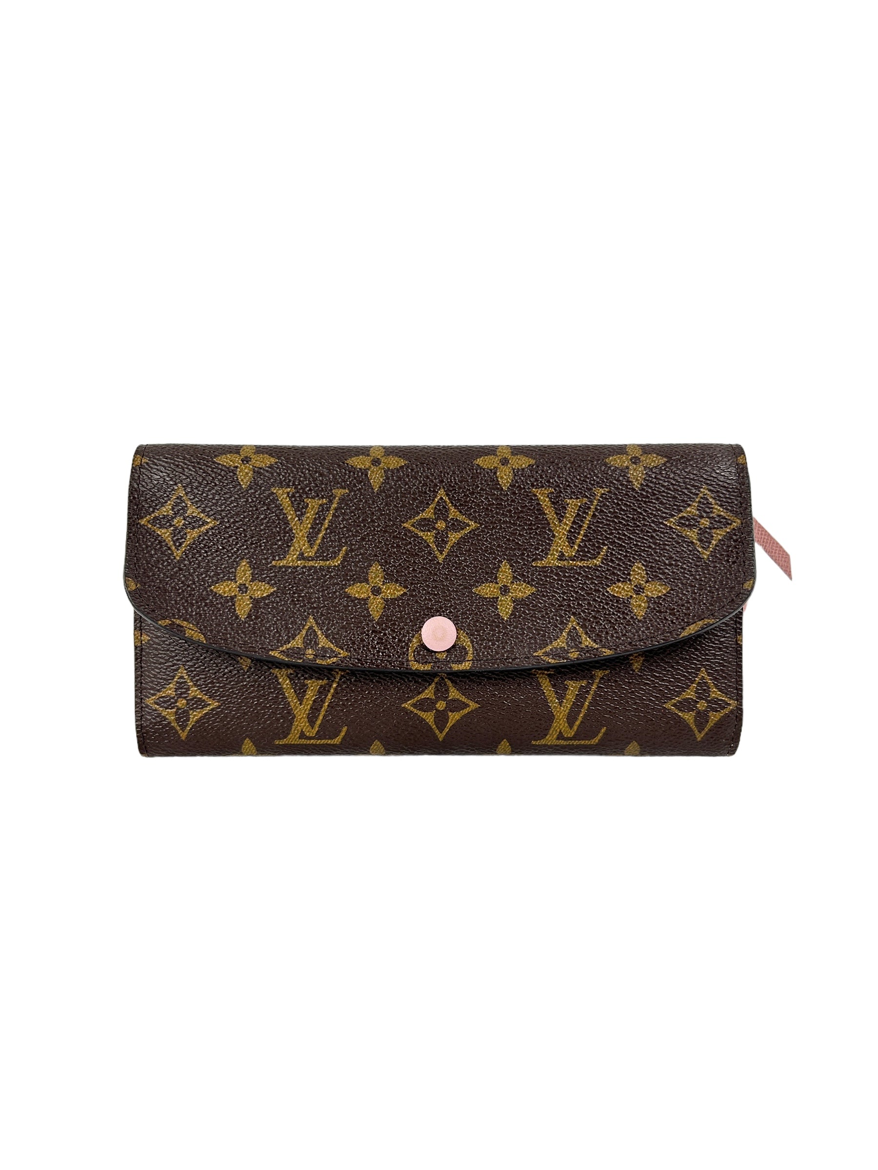 Monogram Coated Canvas Rose Ballerina Leather Emilie Long Snap Wallet