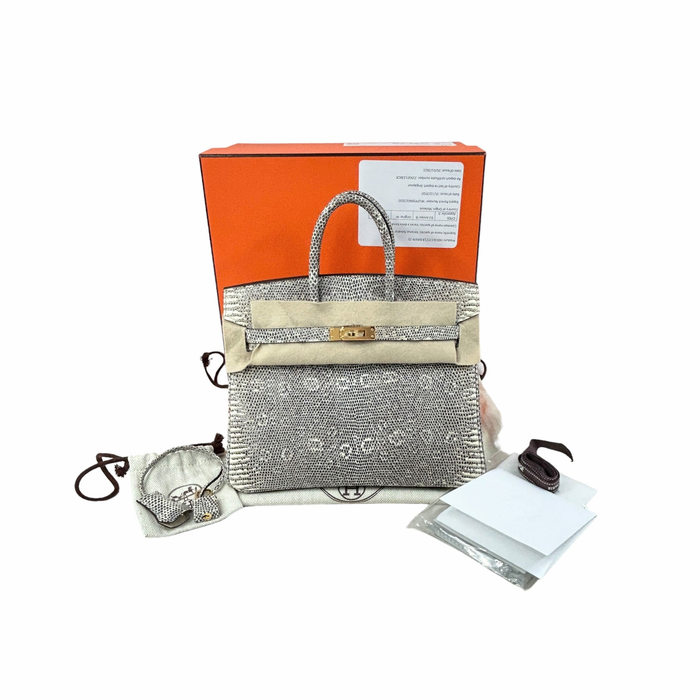 Lizard Natura Lisse Birkin 25 W/GHW - Haute Classics