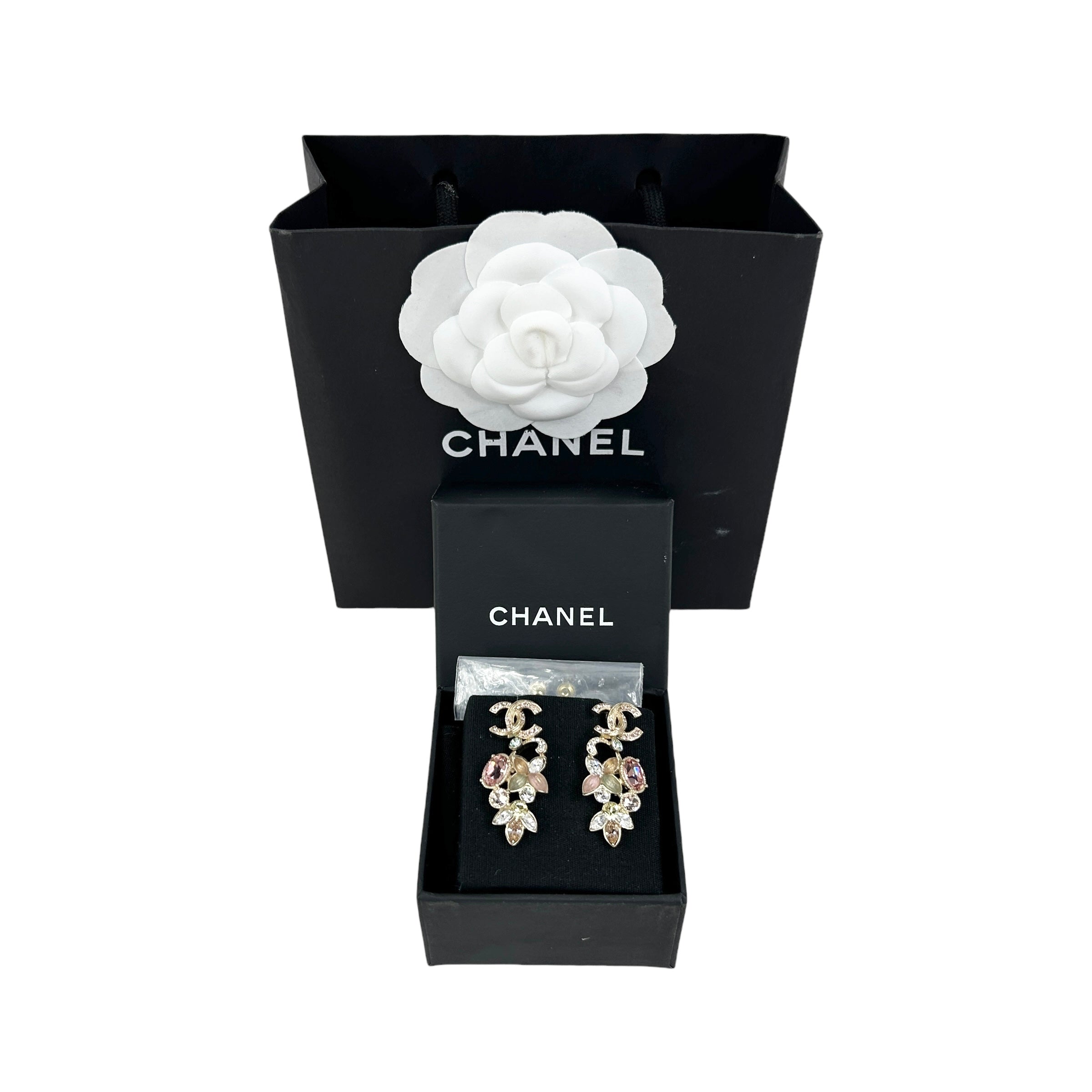 CC Gold Semi-Precious Gemstone Floral Drop Earrings