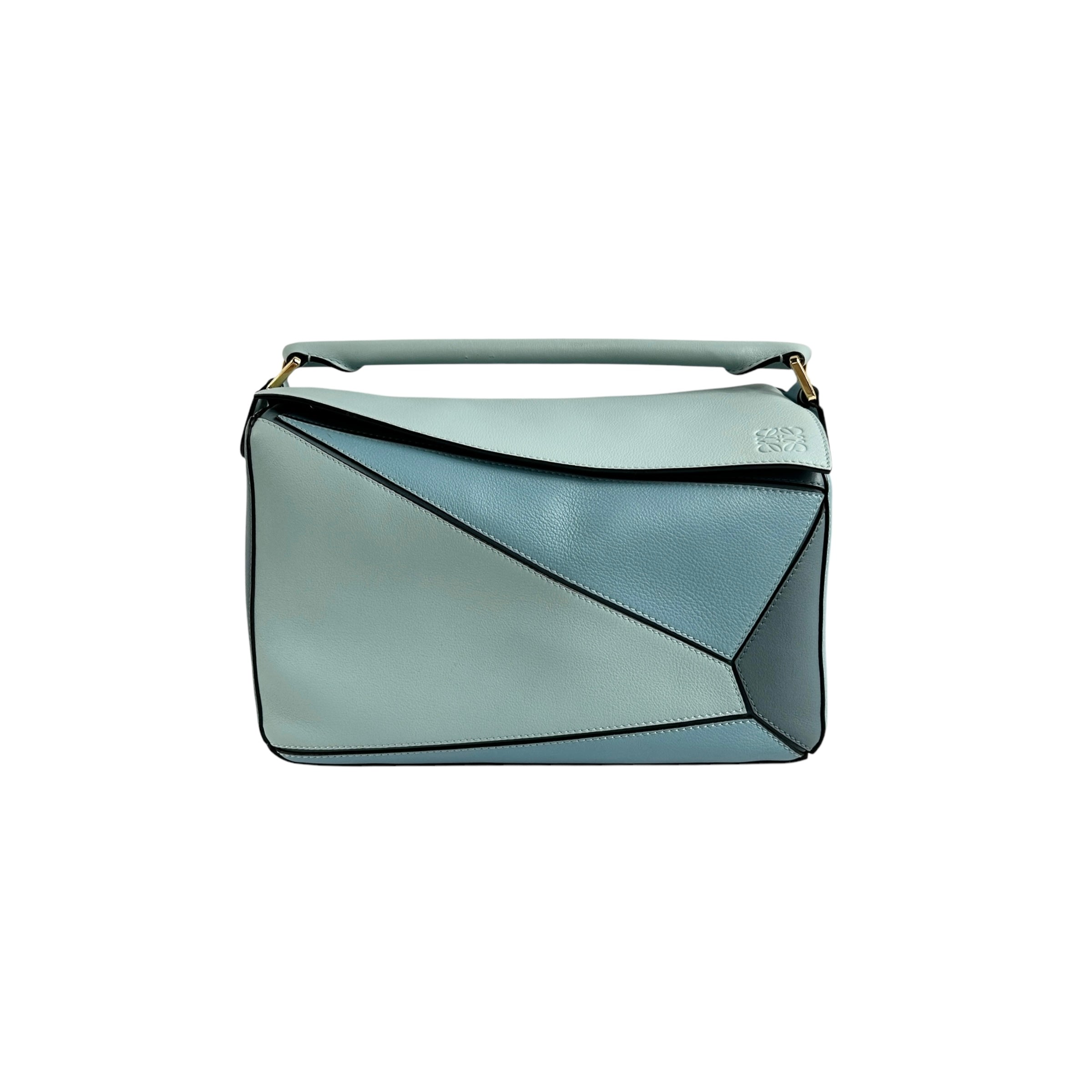 Blue Calfskin Medium Puzzle Bag w/GHW