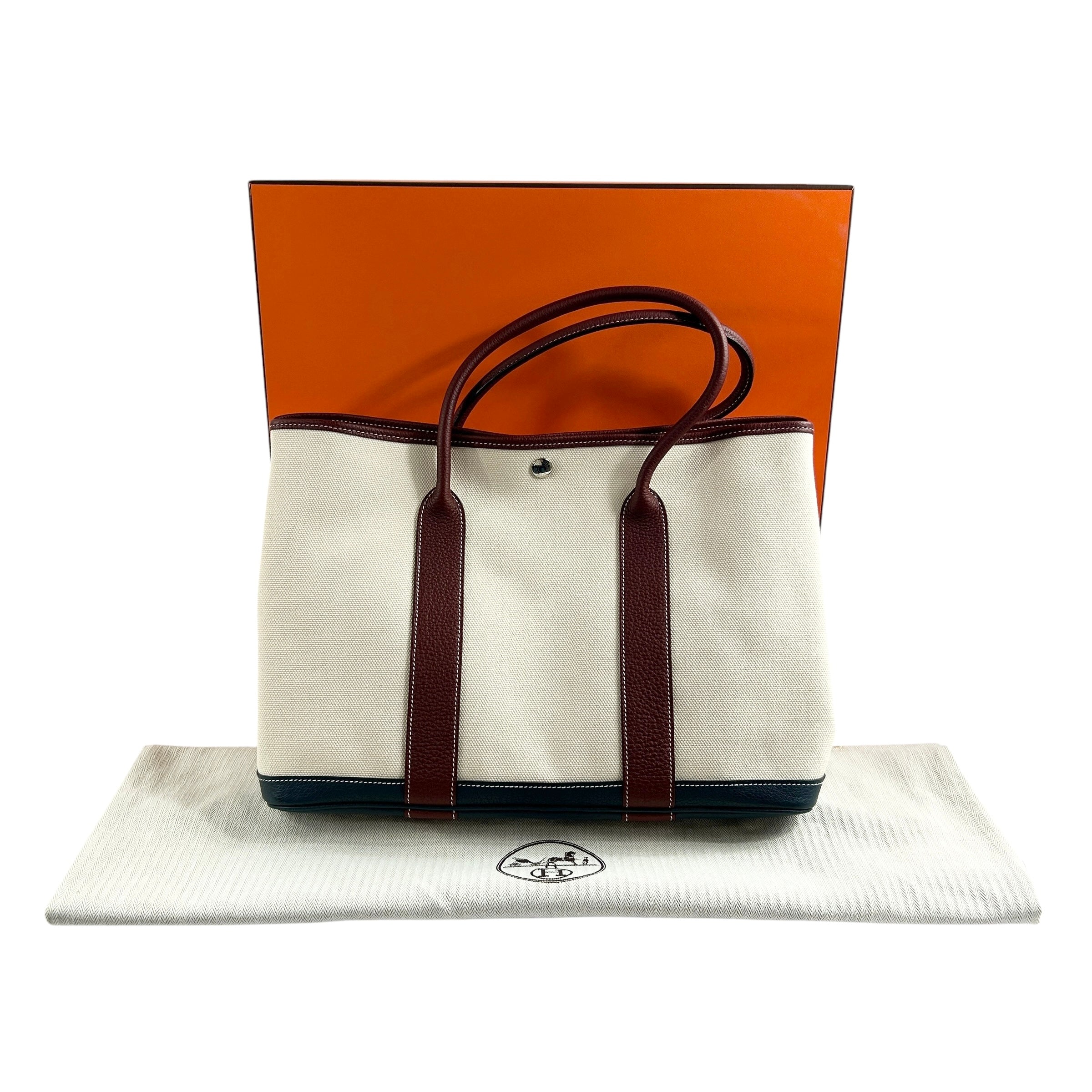 Etoile Canvas and Negonda Burgundy & Navy Leather Garden Party 36 w/PHW