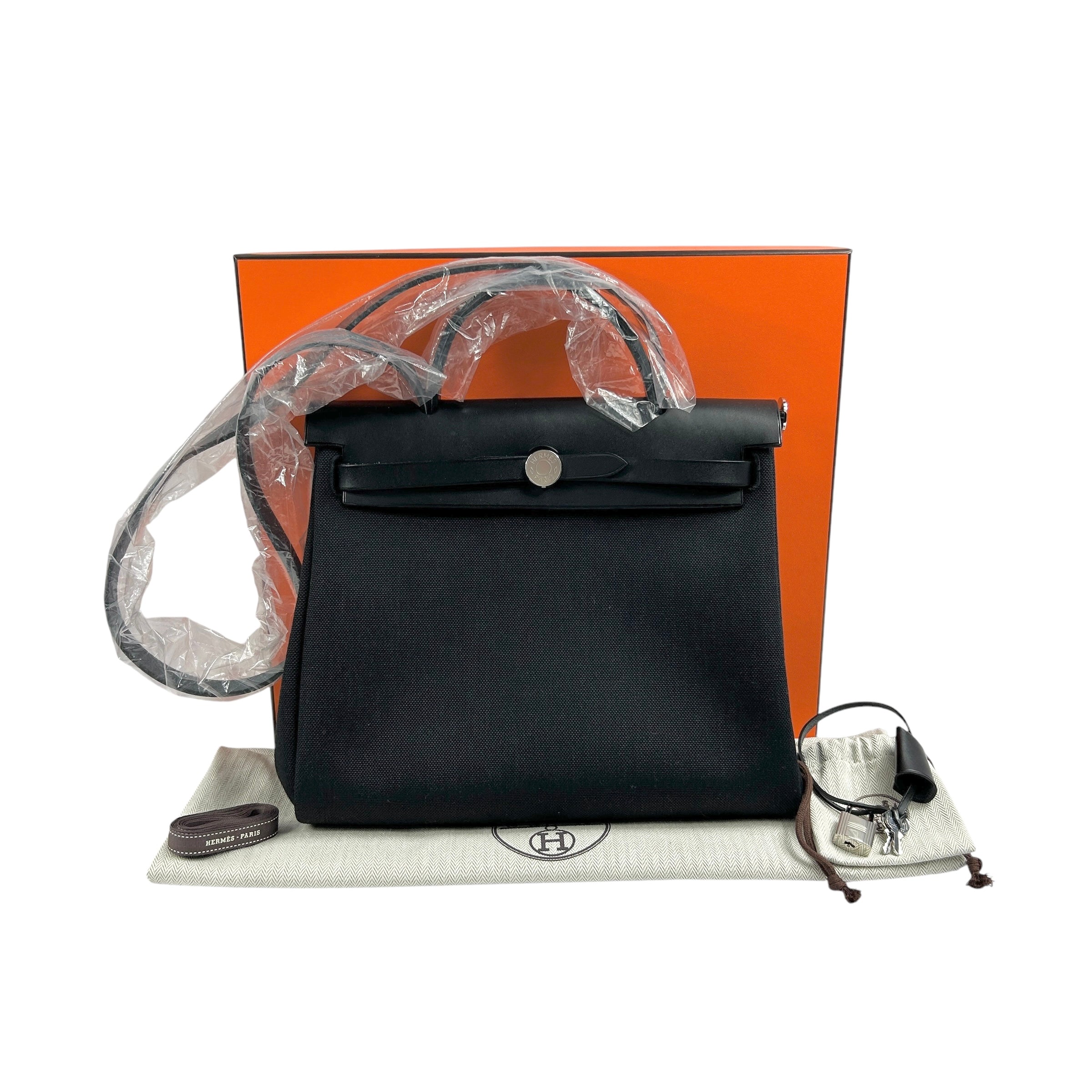 Black Canvas Leather Herbag Zip 31 w/PHW