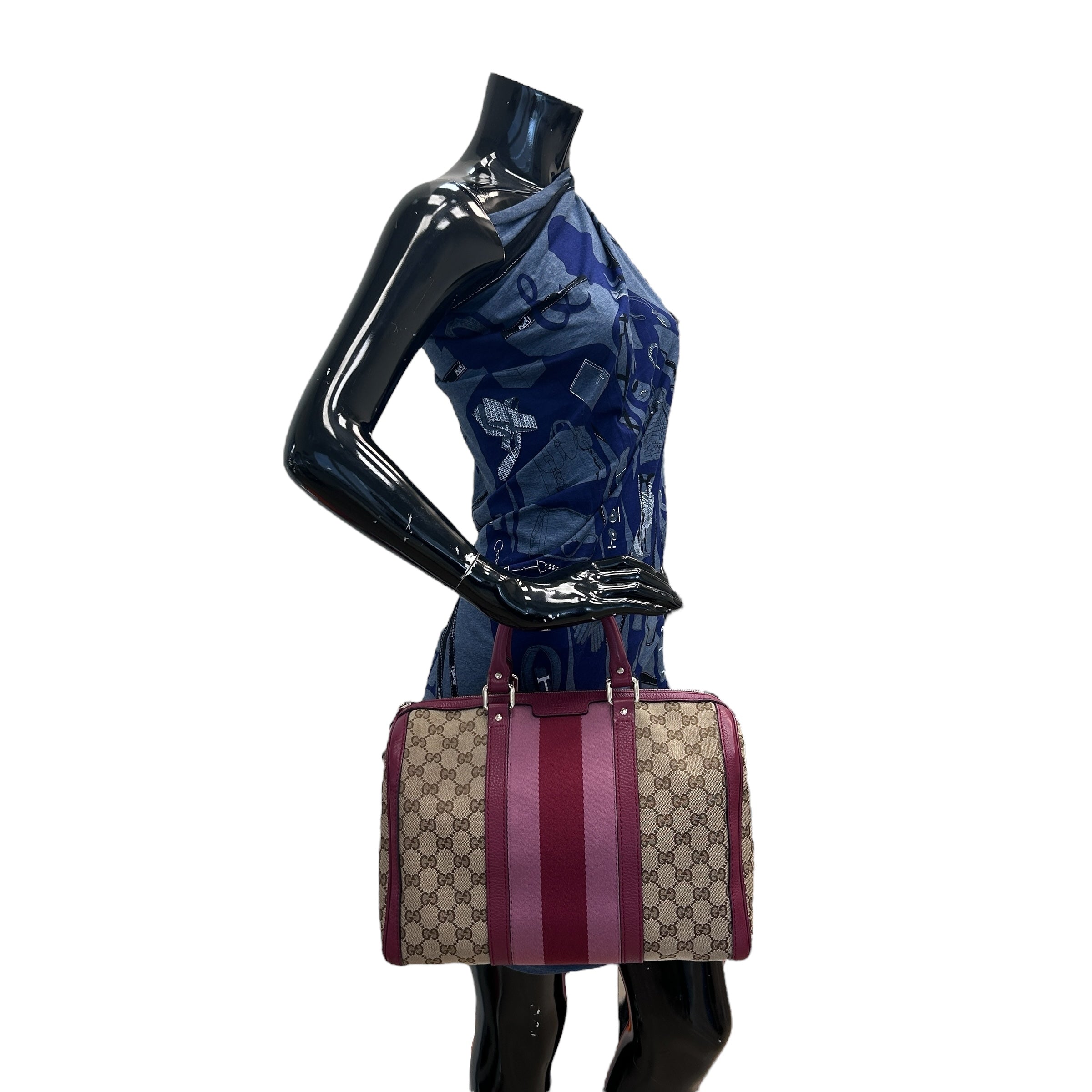 Red/Pink/GG Canvas Web Medium Joy Boston Bag