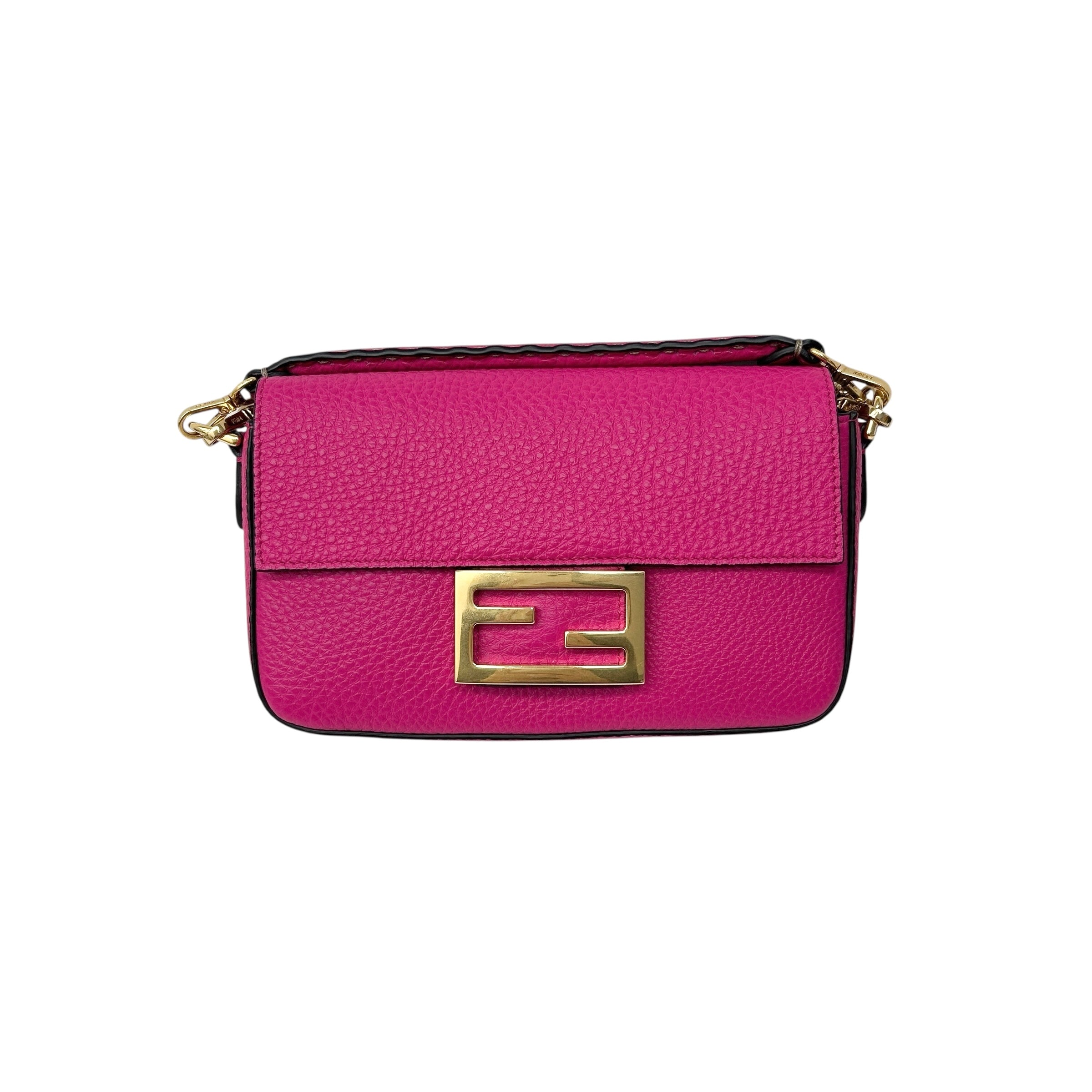 Fuchsia Leather Small Selleria Baguette Bag w/GHW