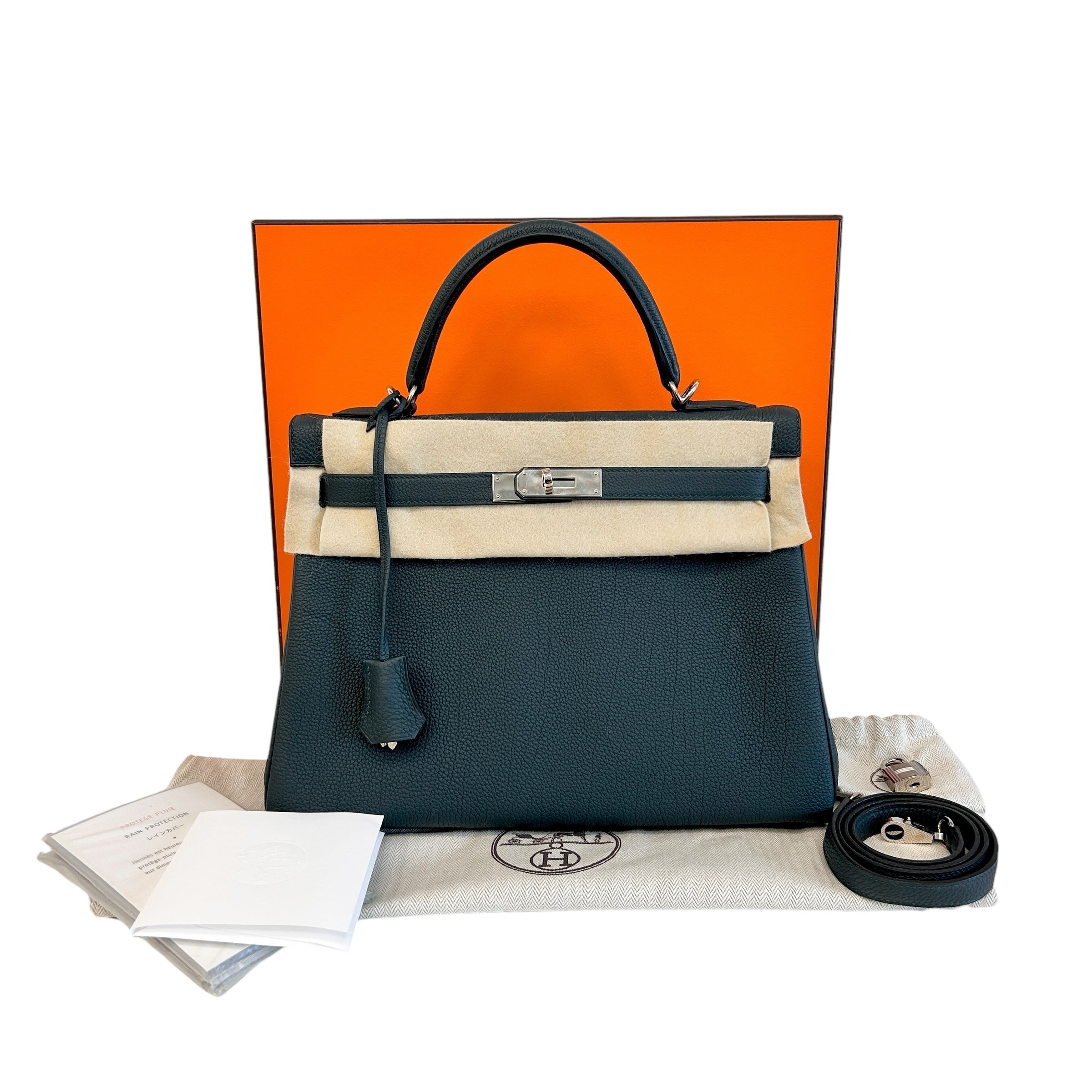 Vert Cypres Togo Leather Kelly II 32 Retourne