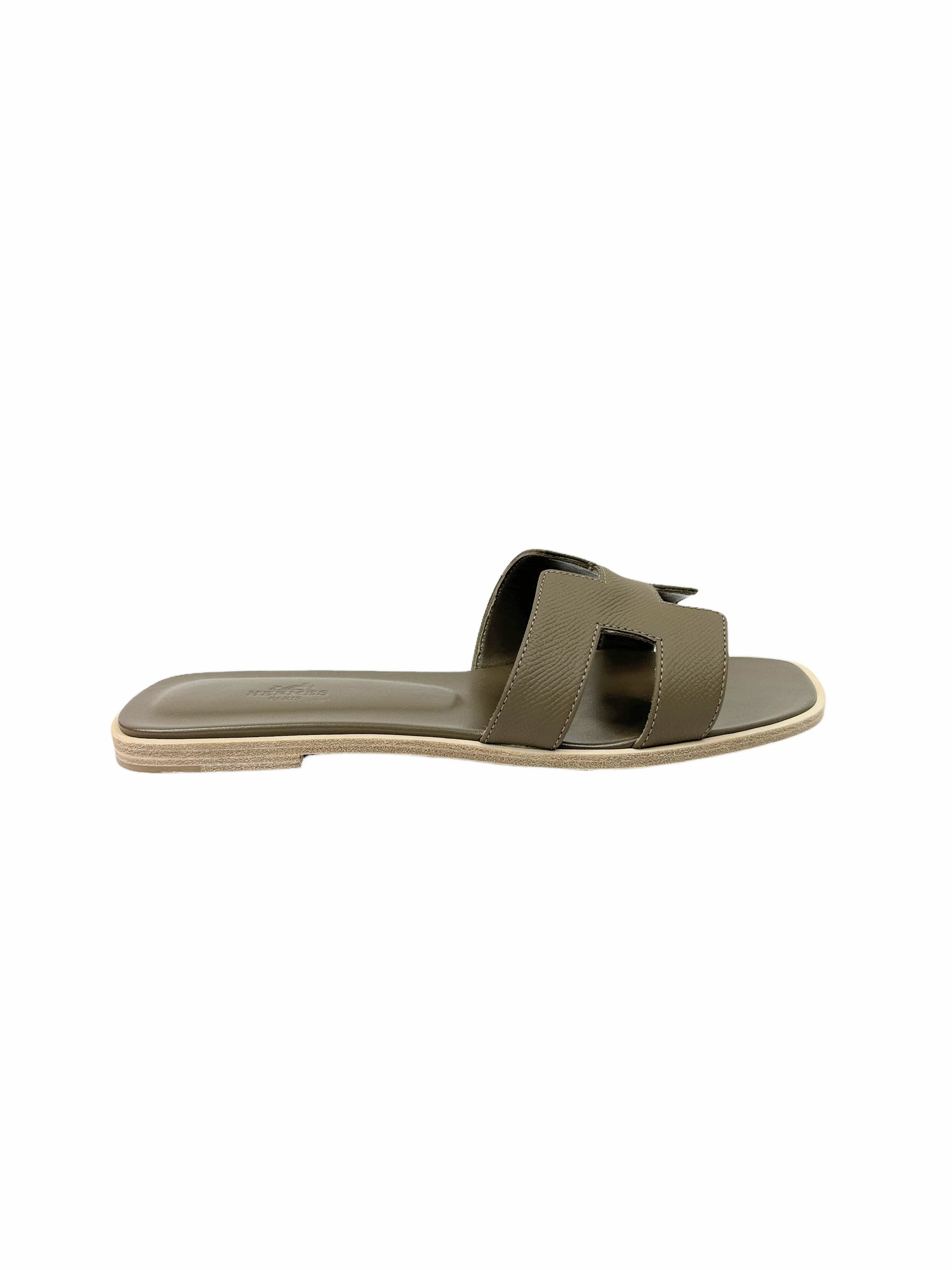 Etoupe Epsom Leather Oran Sandals