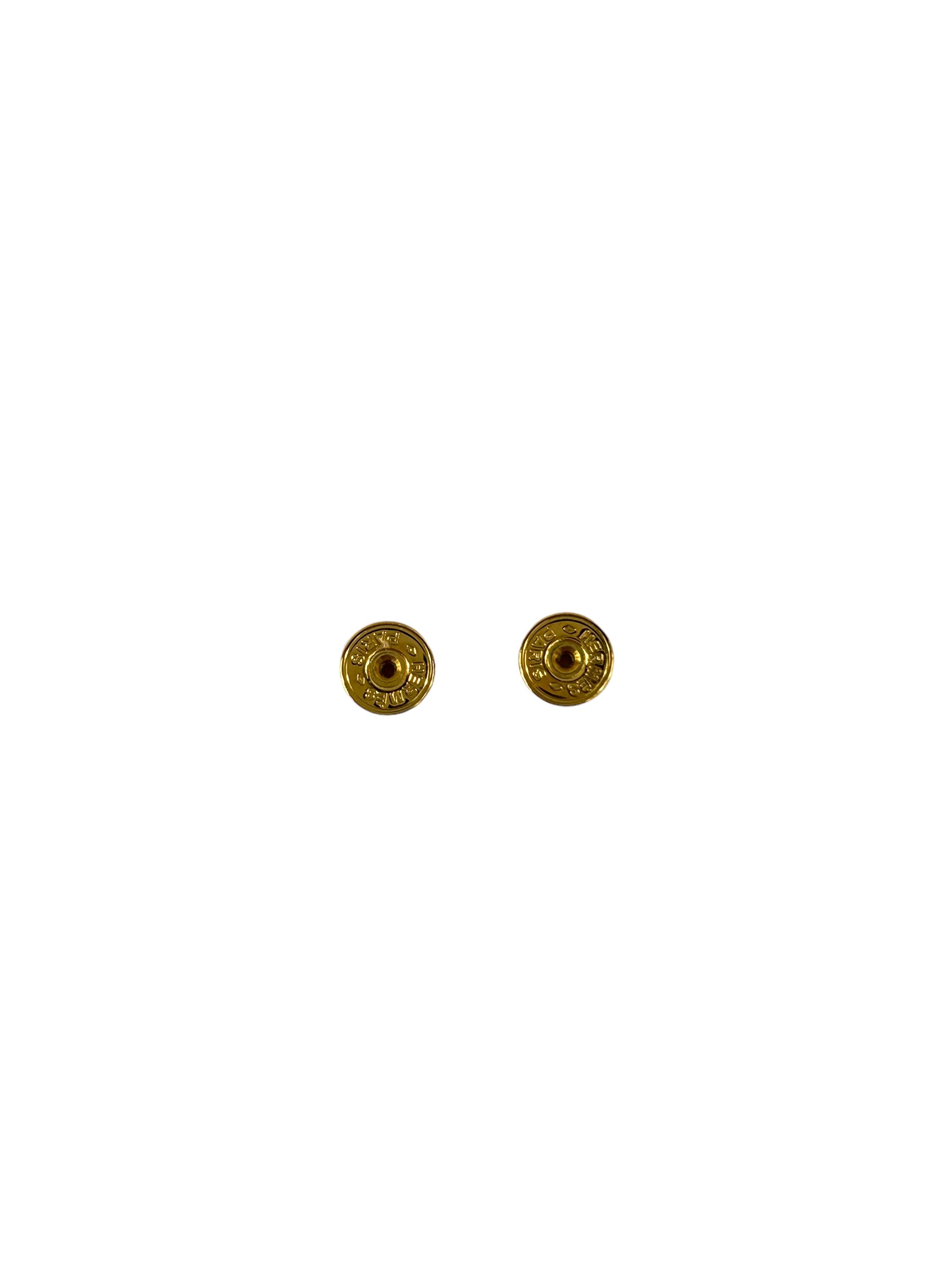 Mini White Enamel H Pop Earrings w/GHW