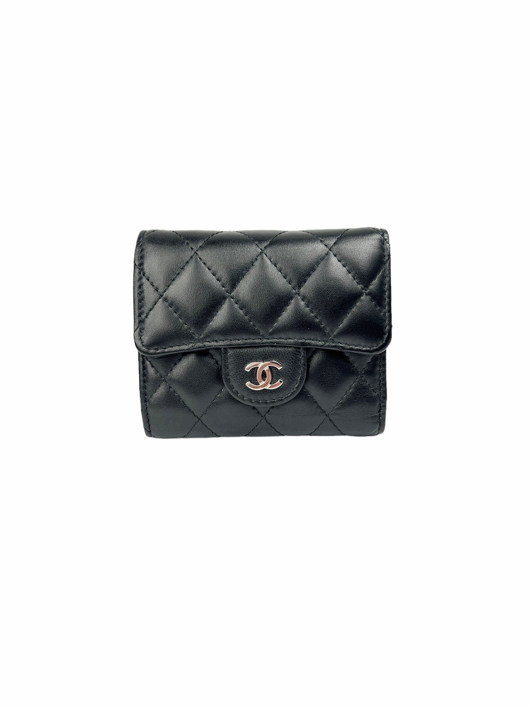 Black Quilted Lambskin Wallet w/SHW