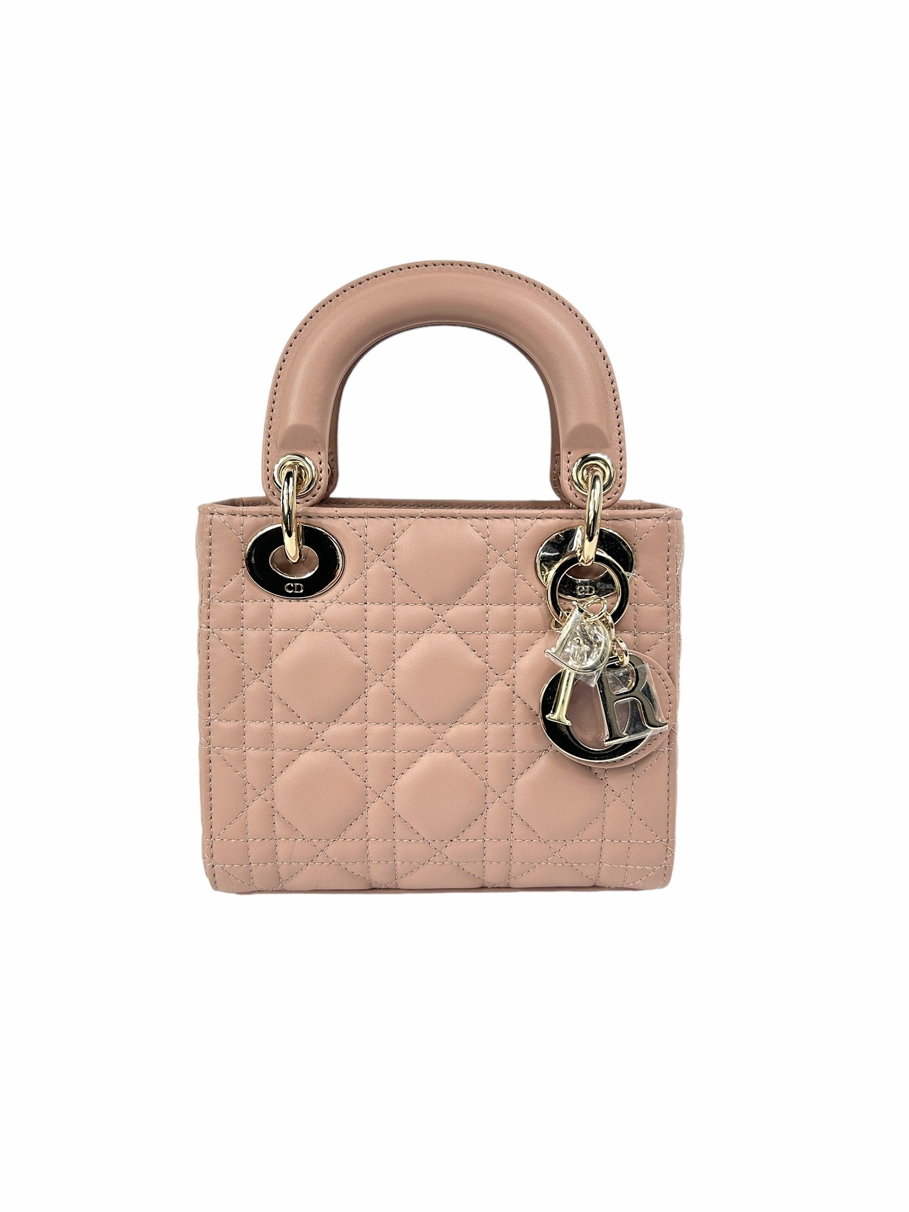 Mini Rose Des Vents Cannage Lambskin Lady Dior W/GHW