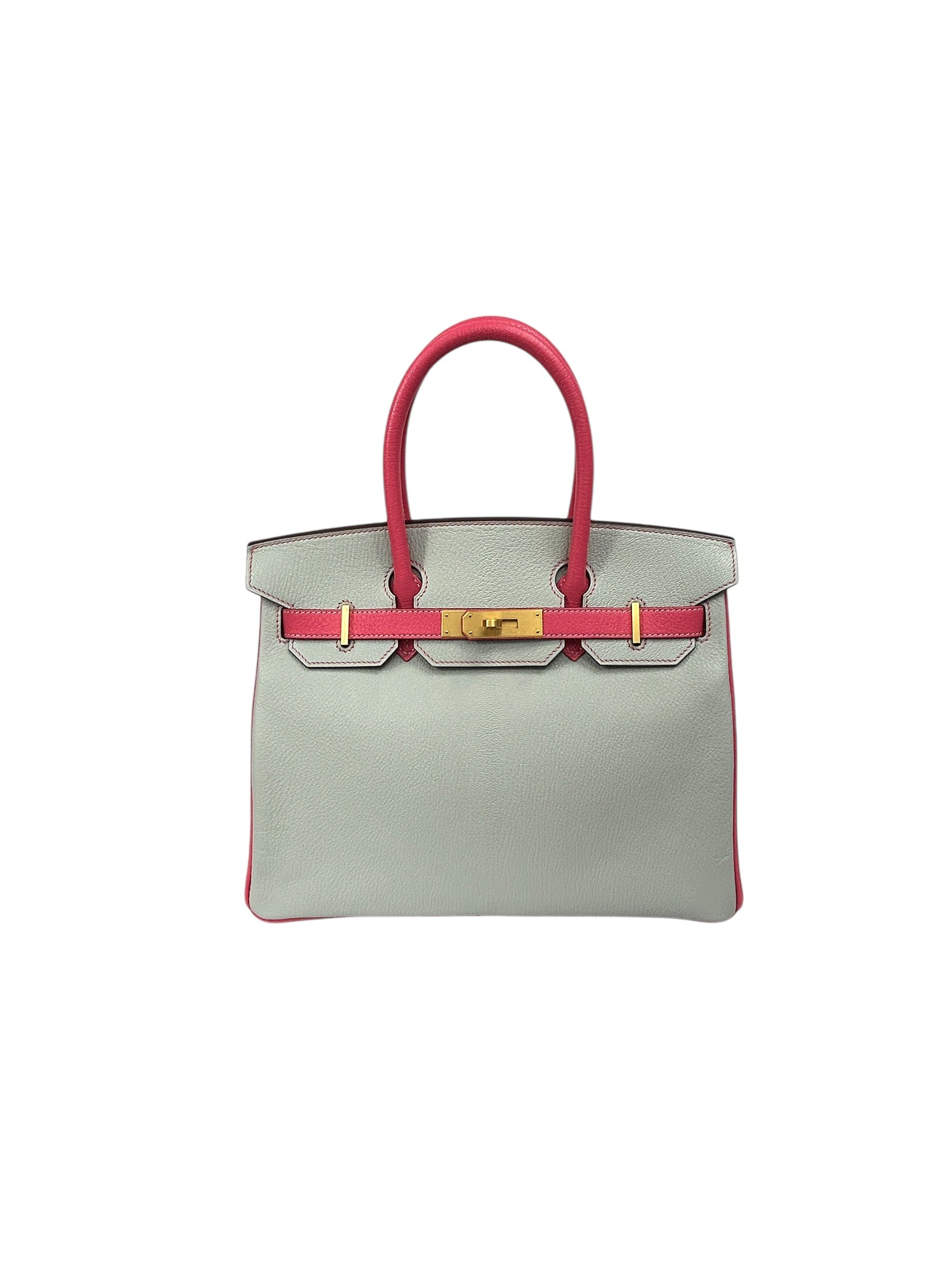 Chevre Mysore Gris Perle/Rose Azalee Horseshoe Special Order Birkin 30 w/BGHW