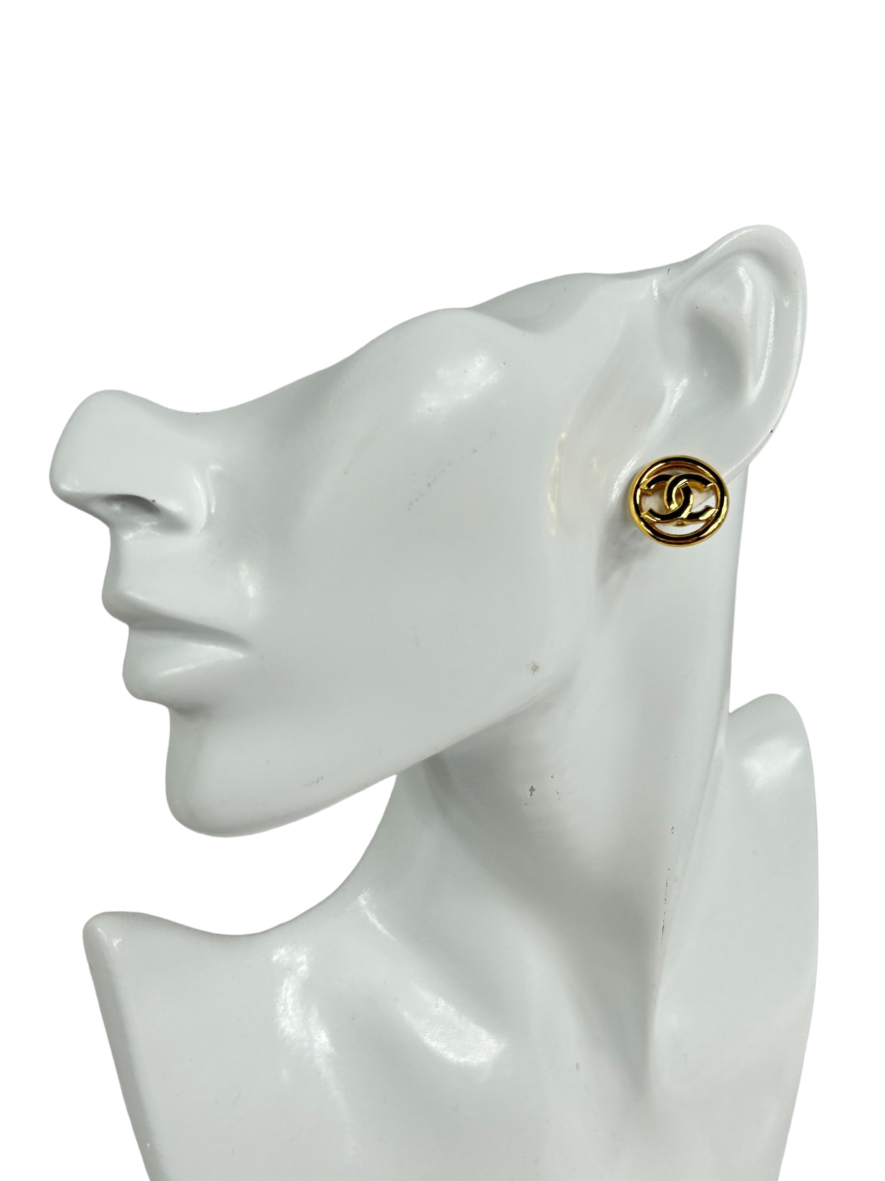 Gold Plated CC Circle Earrings