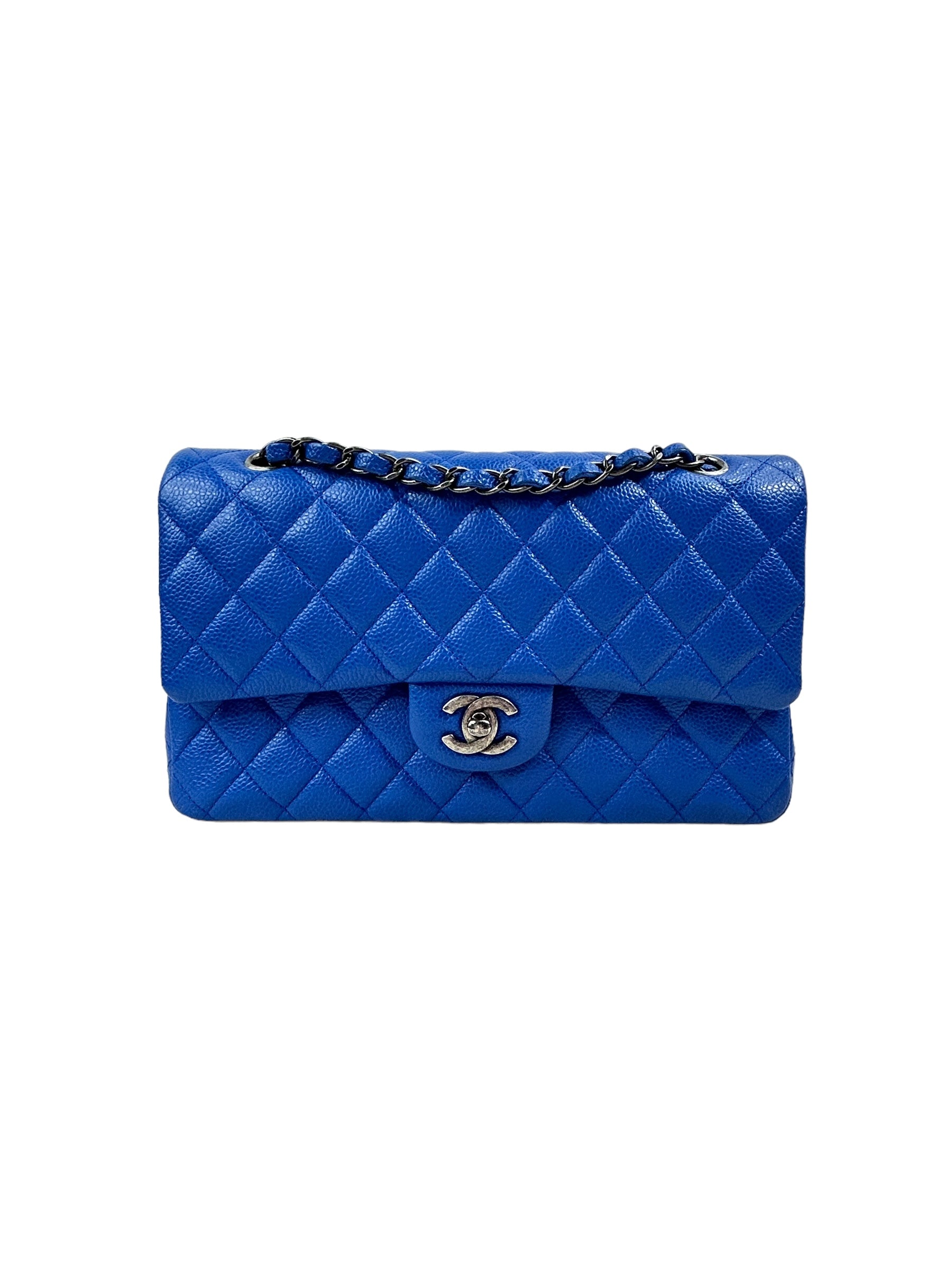 Cobalt Blue Caviar Medium Double Flap w/RHW