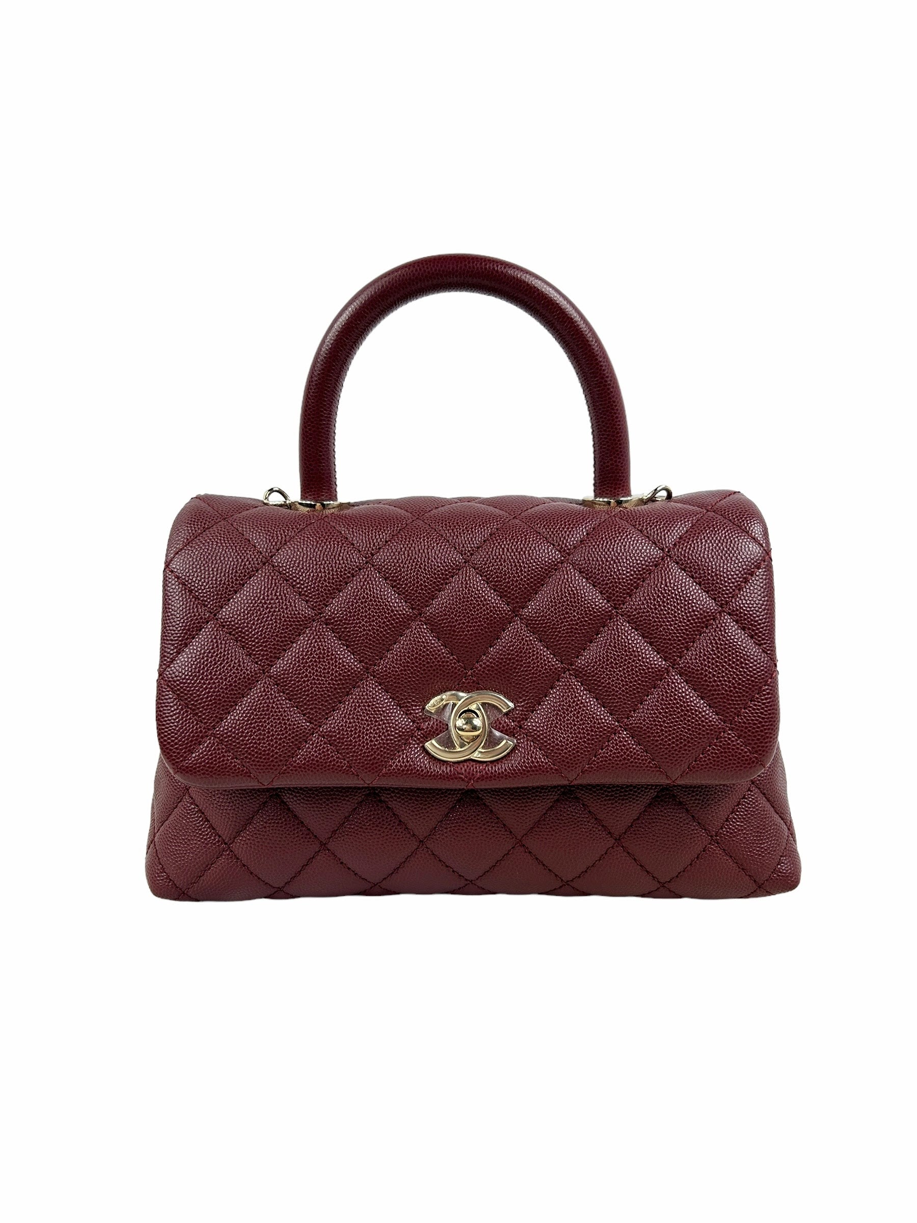 Burgundy Small Caviar Quilted Coco Handle w/GHW
