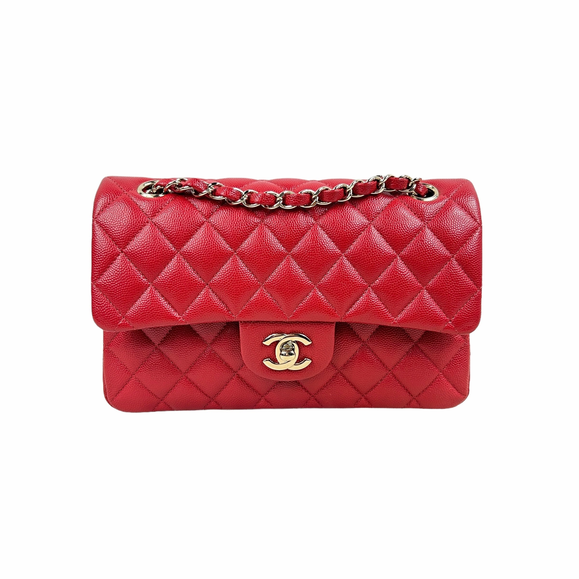 Red Caviar Quilted Small Classic Double Flap w/GHW-ON LAYAWAY