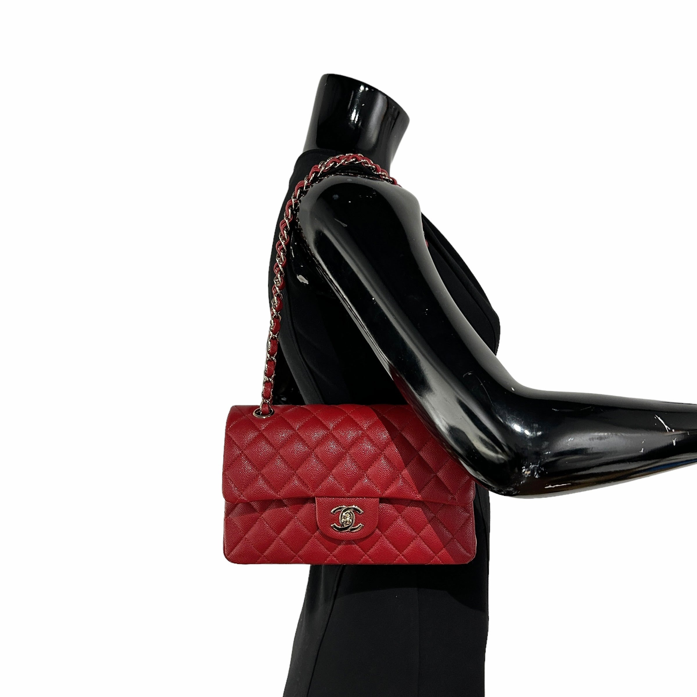 Red Caviar Quilted Small Classic Double Flap w/GHW-ON LAYAWAY