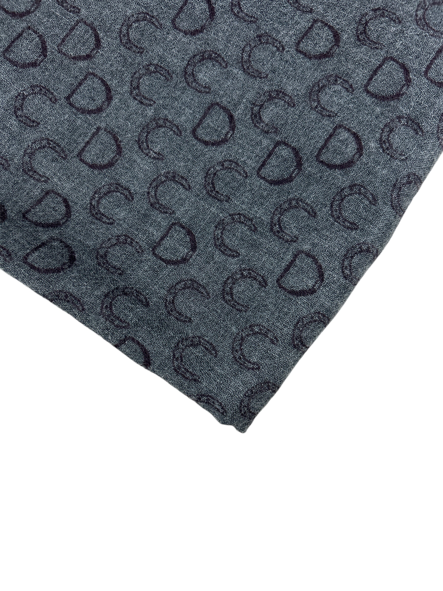 Grey/Burgundy Reversible Horse Shoe Pattern Cashmere/Silk Scarf