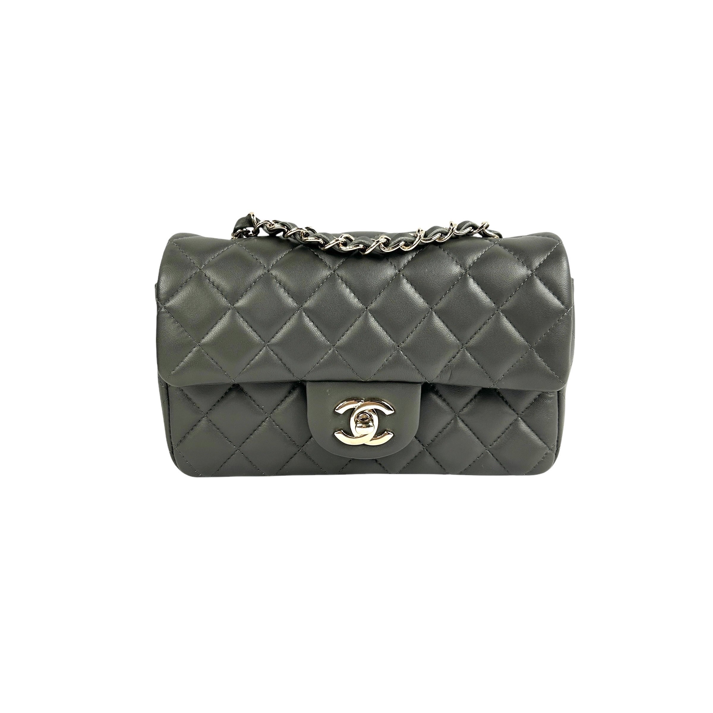 Grey Lambskin Mini Rectangular w/ LGHW