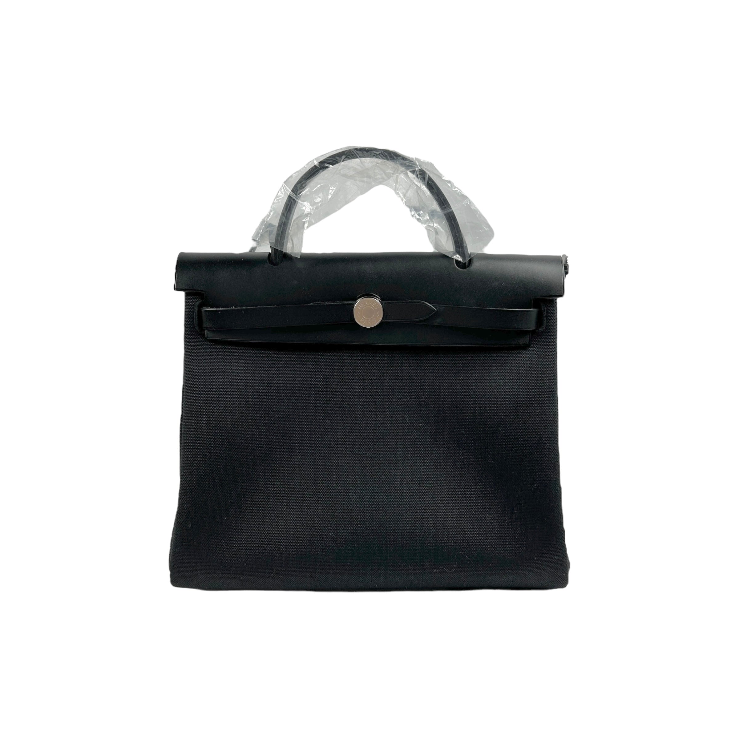 Black Canvas Leather Herbag Zip 31 w/PHW