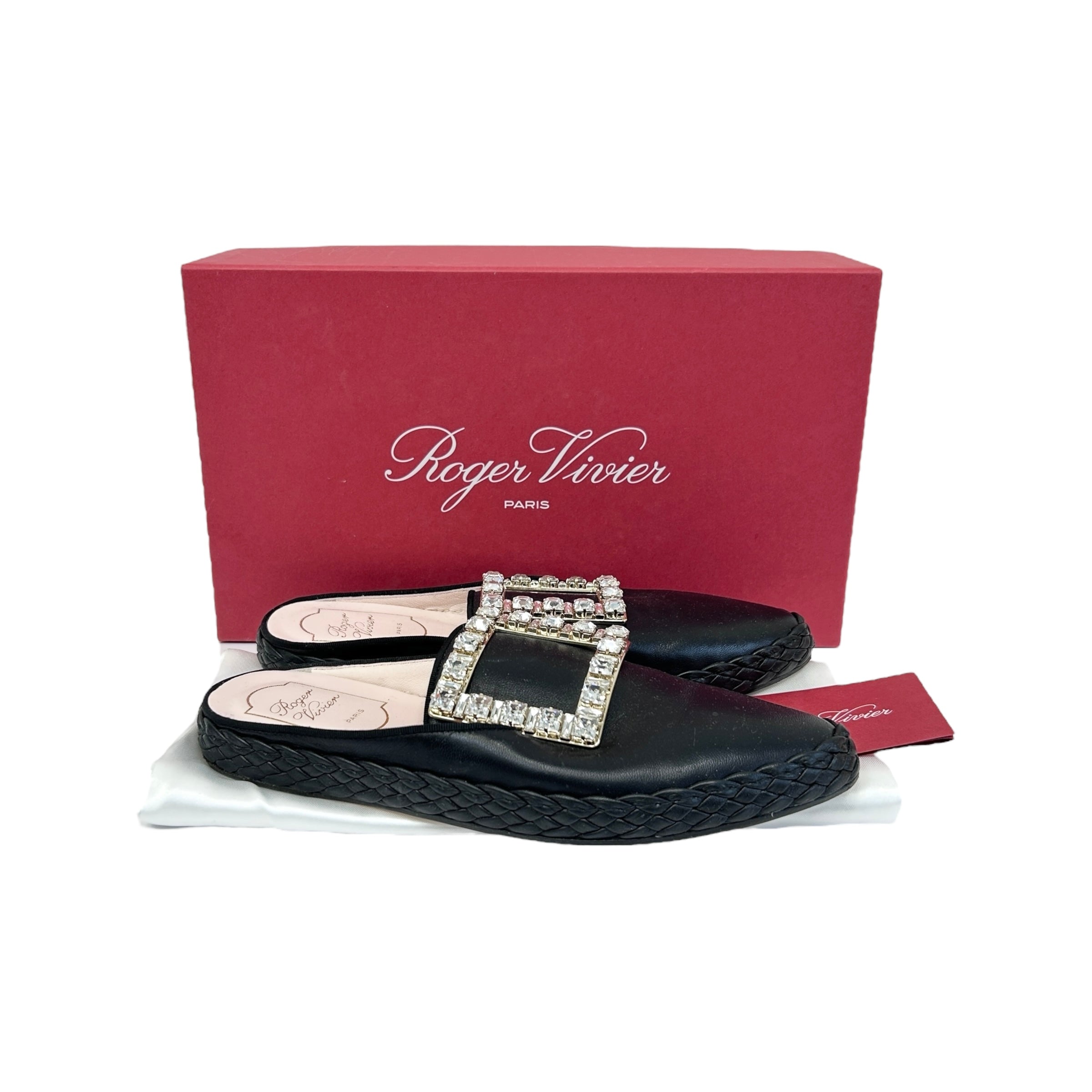 Black Rv Lounge Strass Buckle Mules
