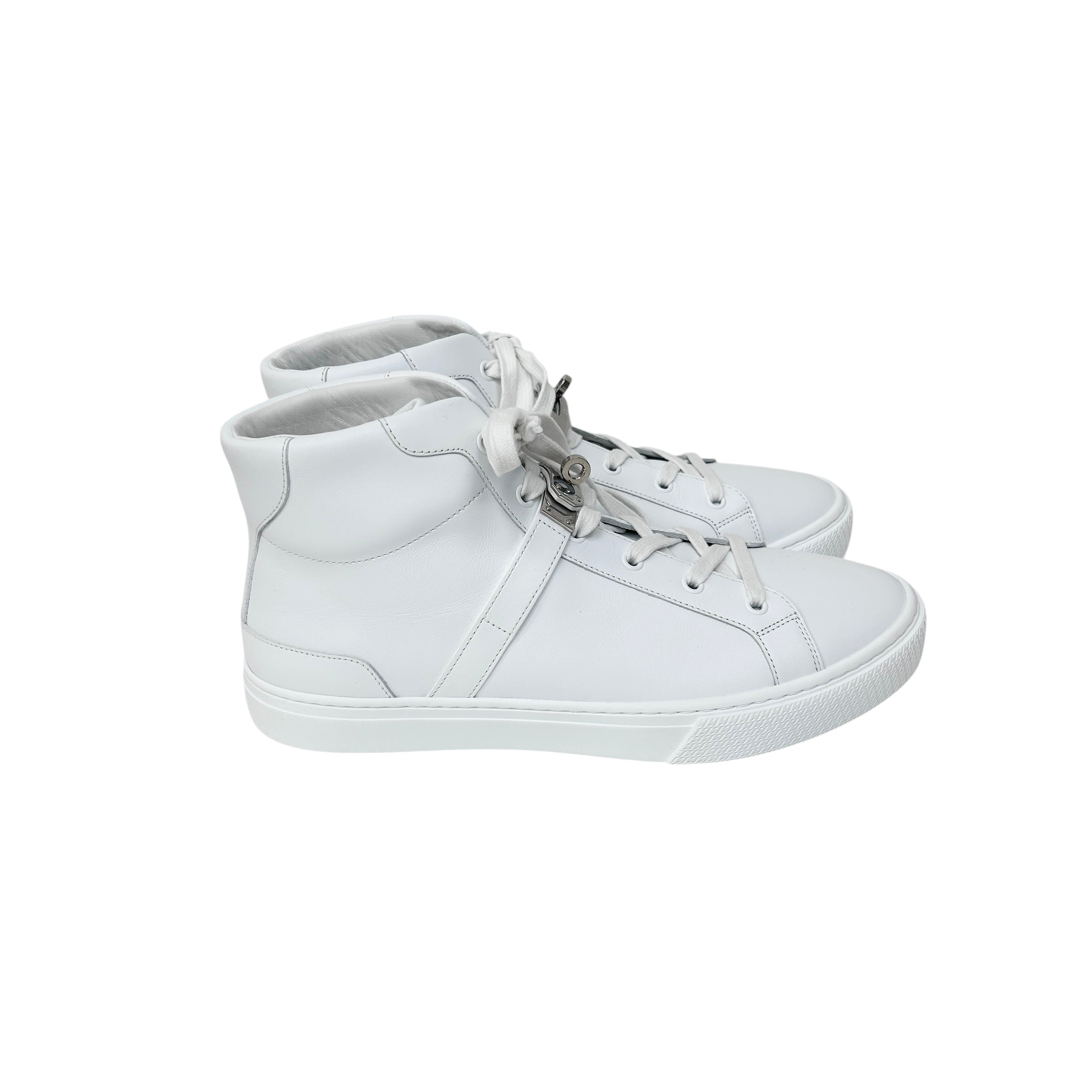 White Calfskin Leather DayDream Men’s High Top Sneakers w/PHW