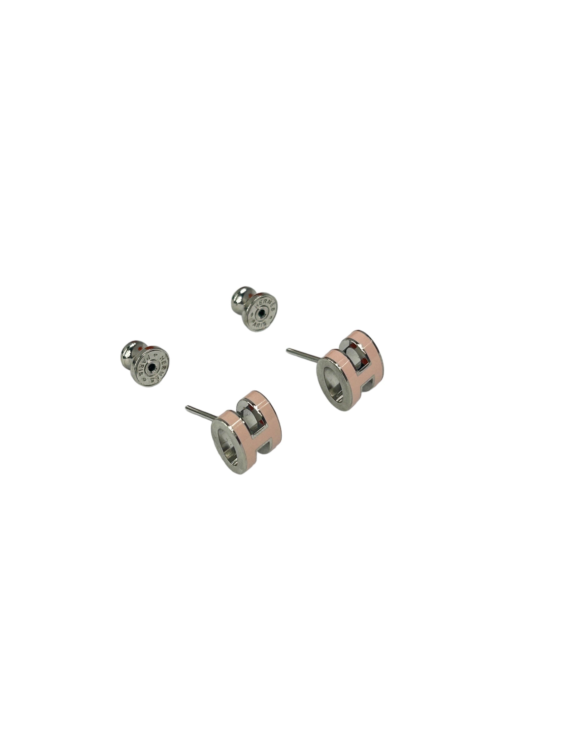 Rose Dragee Mini H Pop Stud Earrings w/PHW