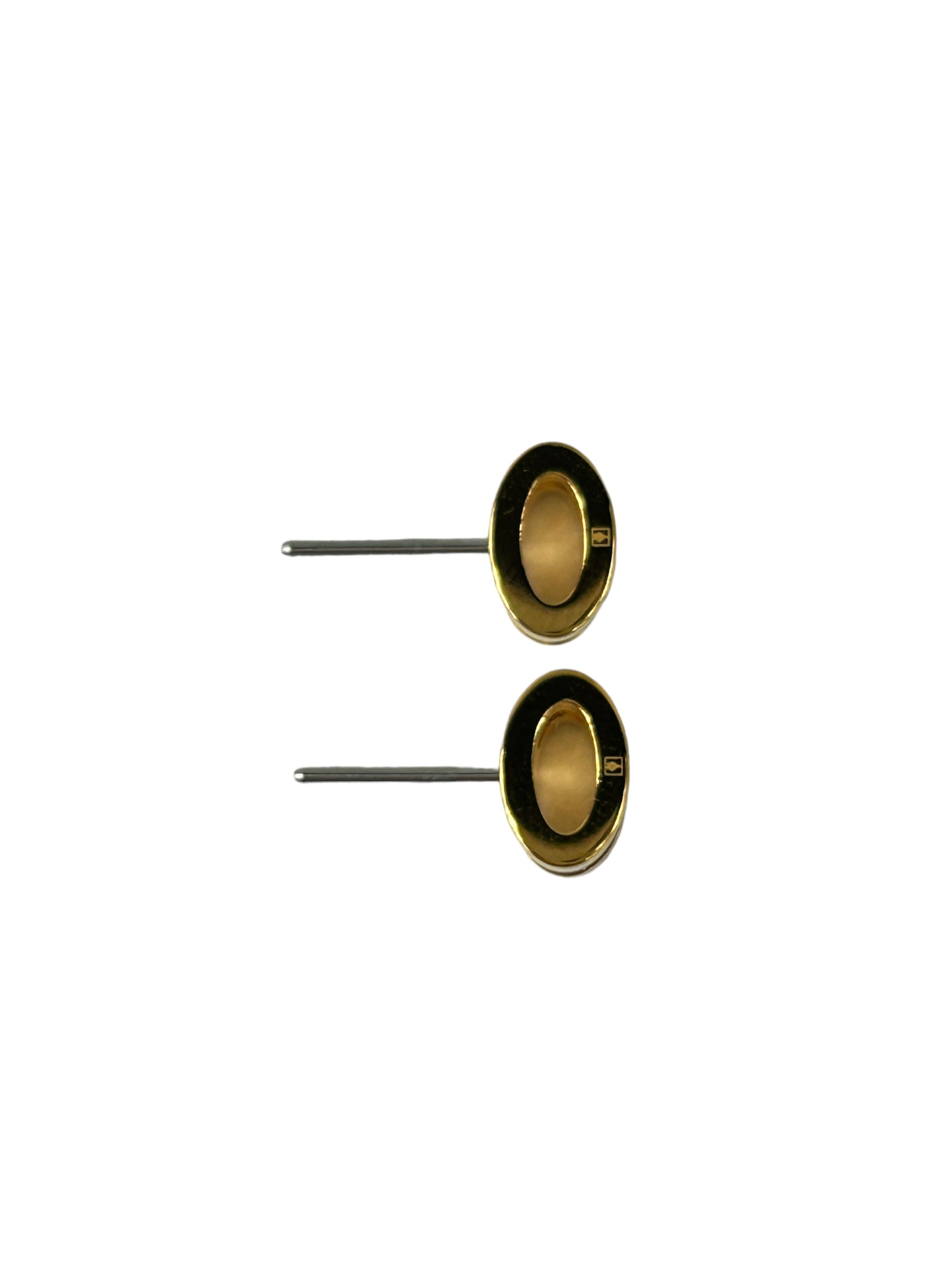 Mini White Enamel H Pop Earrings w/GHW