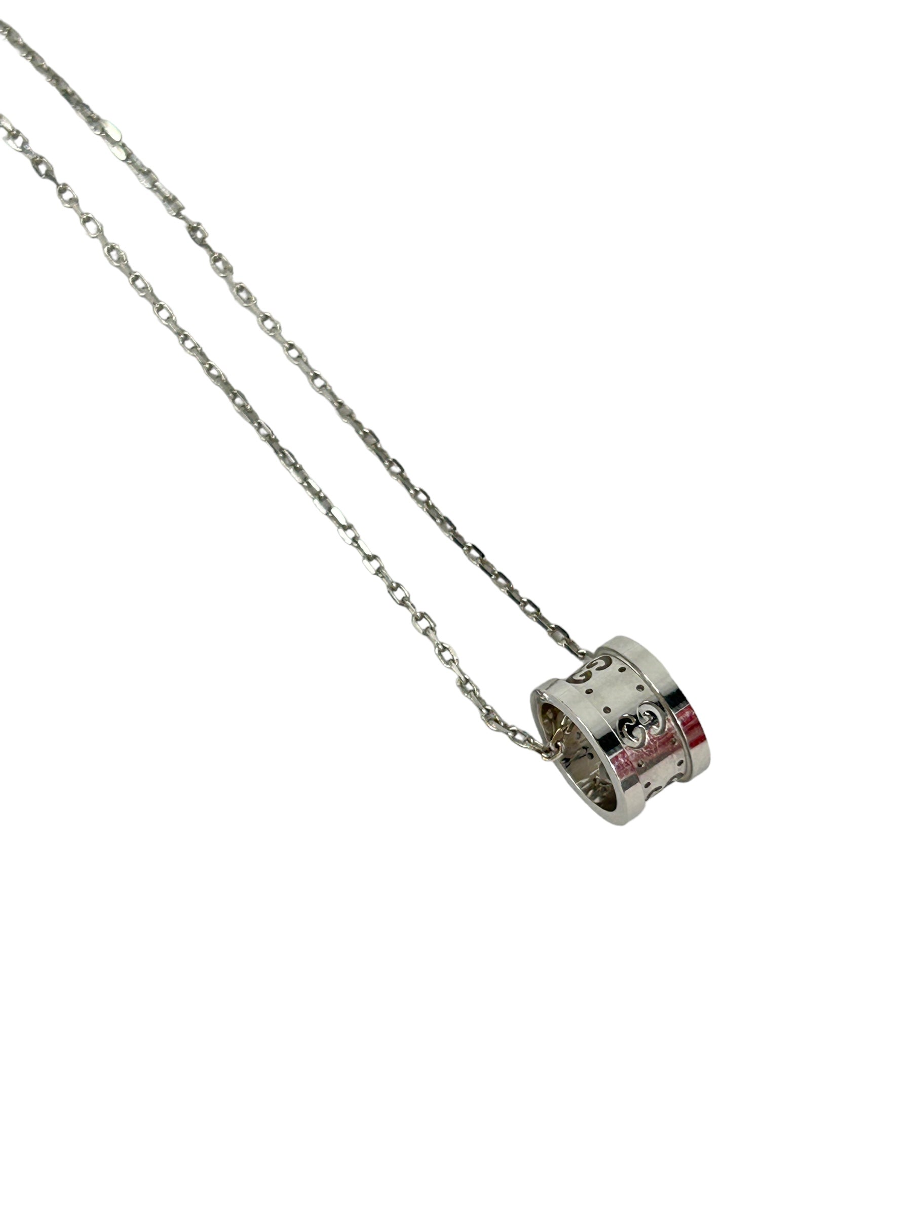 Monogram 18K White Gold Icon Ring Pendant Necklace
