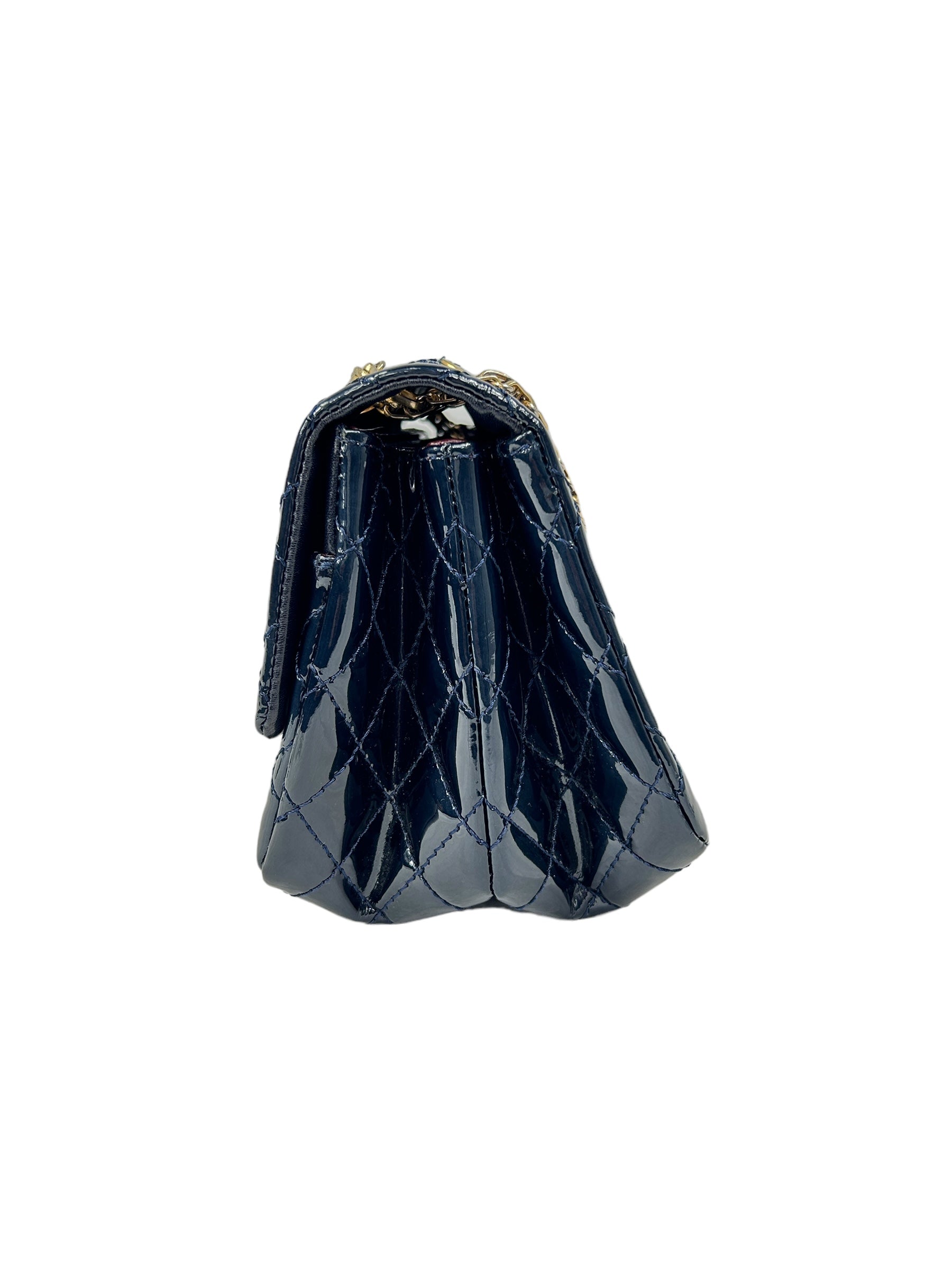 Dark Navy-Blue Patent Quilted Reissue Flap w/AGHW