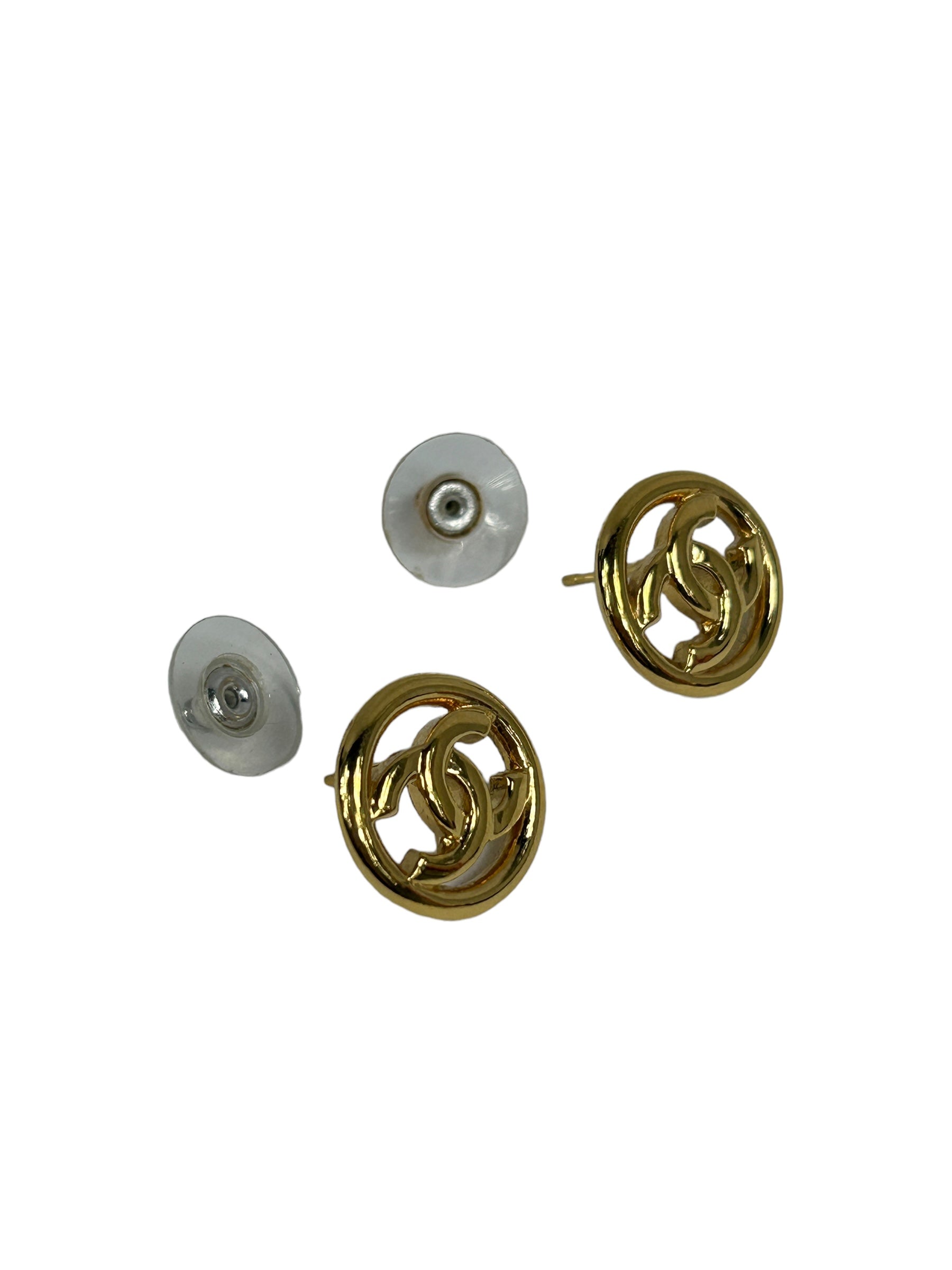 Gold Plated CC Circle Earrings