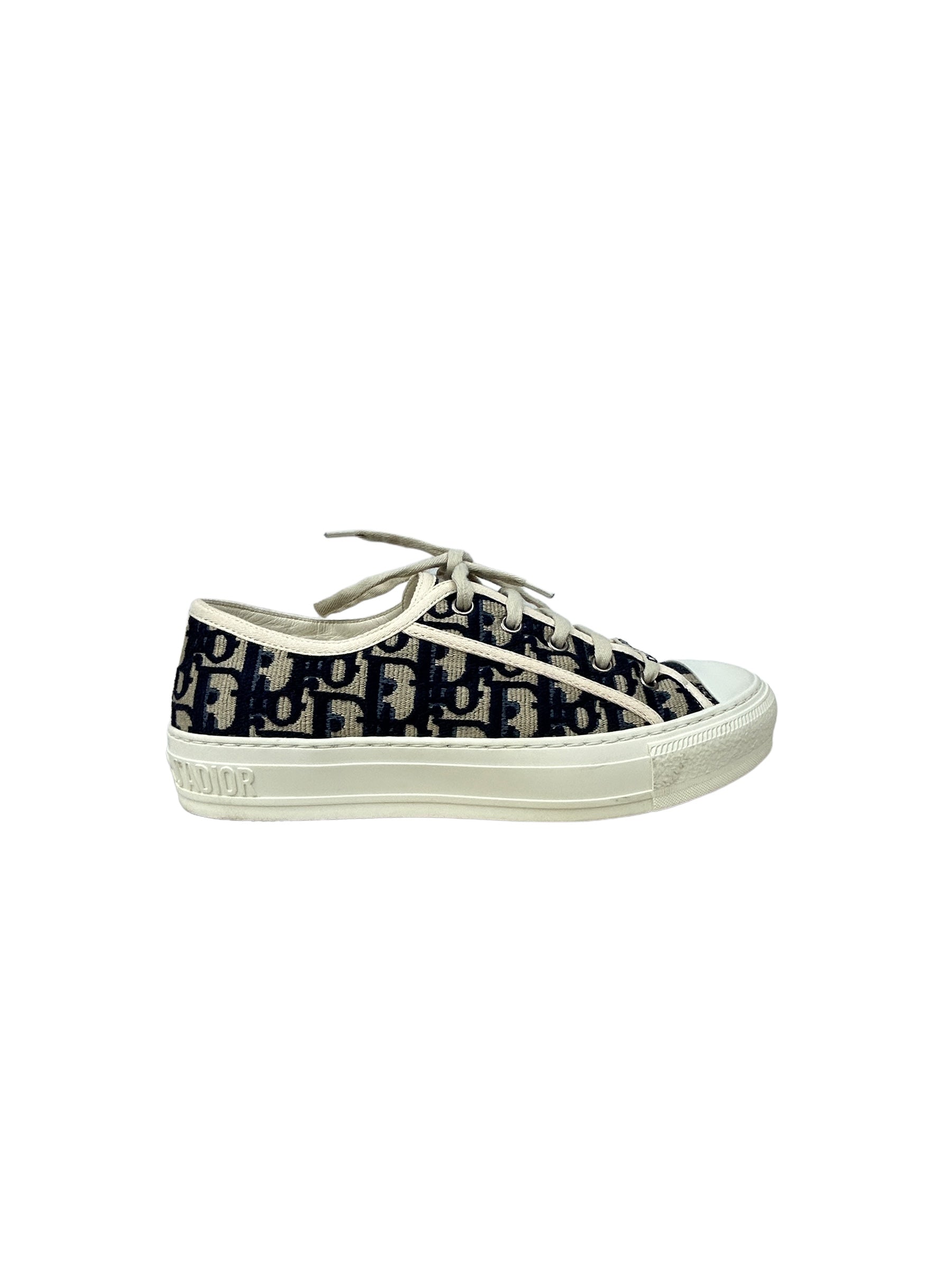 Jacquard Deep Blue Canvas “Walk’N’Dior” Sneakers