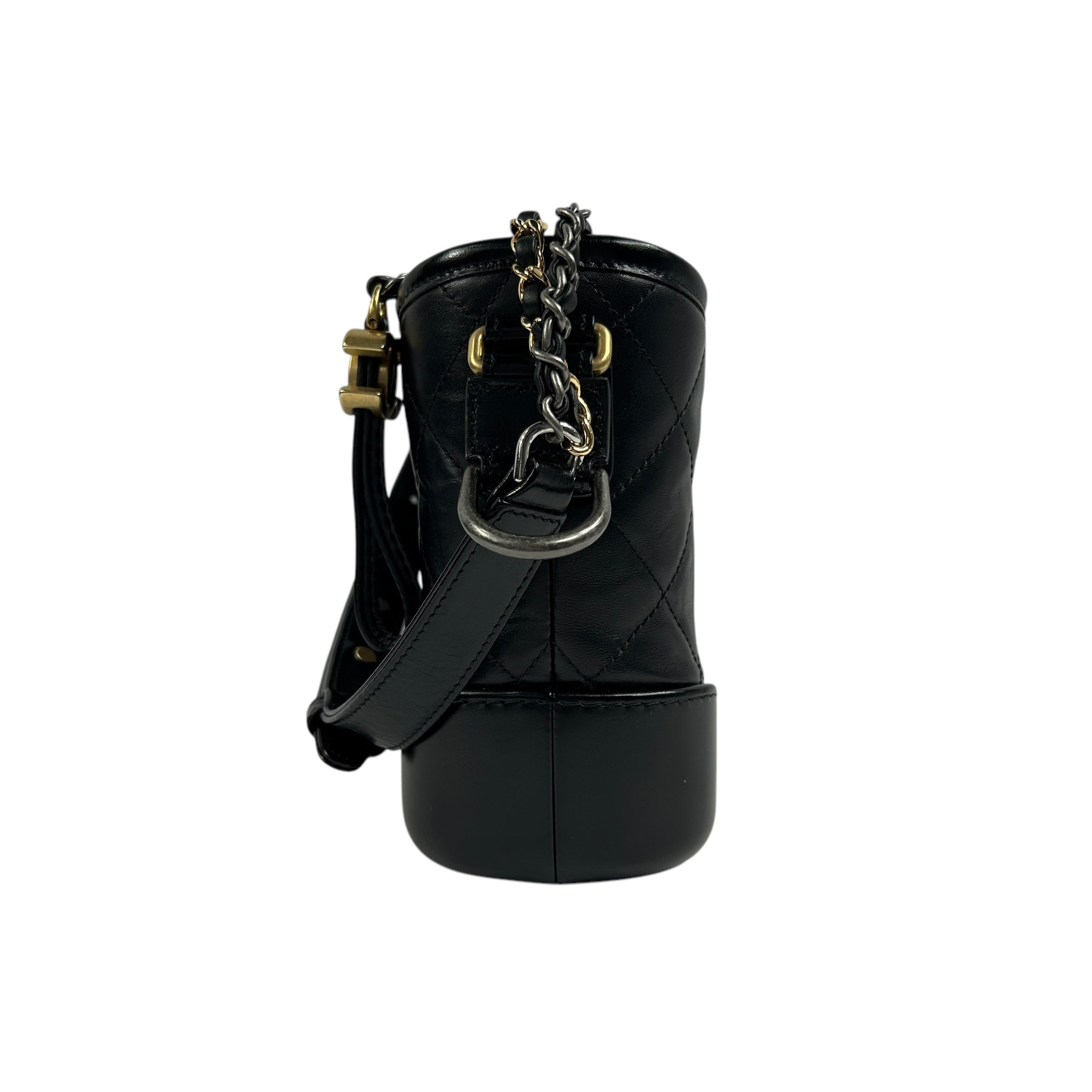 Black Aged Quilted Calfskin Leather Medium Gabrielle Hobo Bag w/AGHW/RHW/SHW/GHW