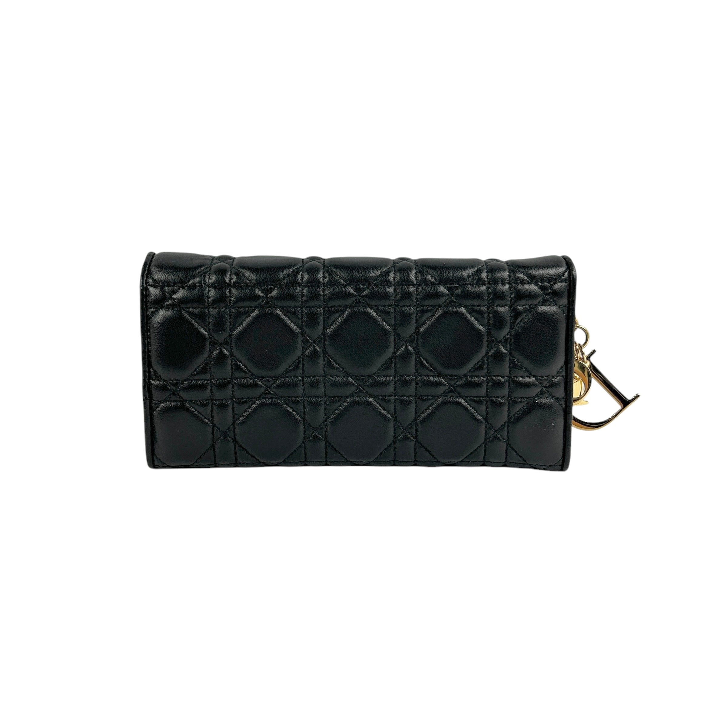 Black Quilted Cannage Leather Lady Dior Wallet
