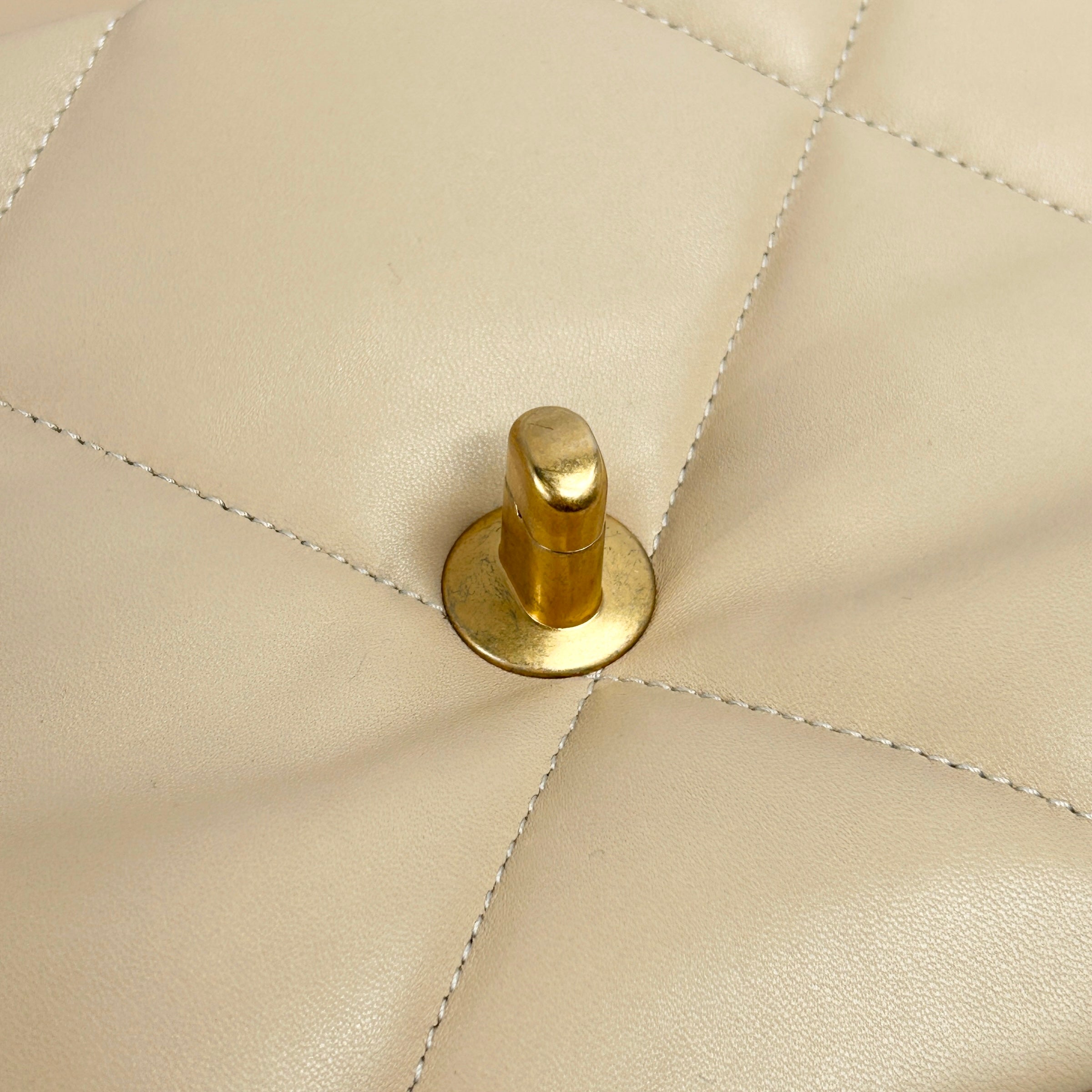 Beige Quilted Small 19 Flap w/ Mixed HW
