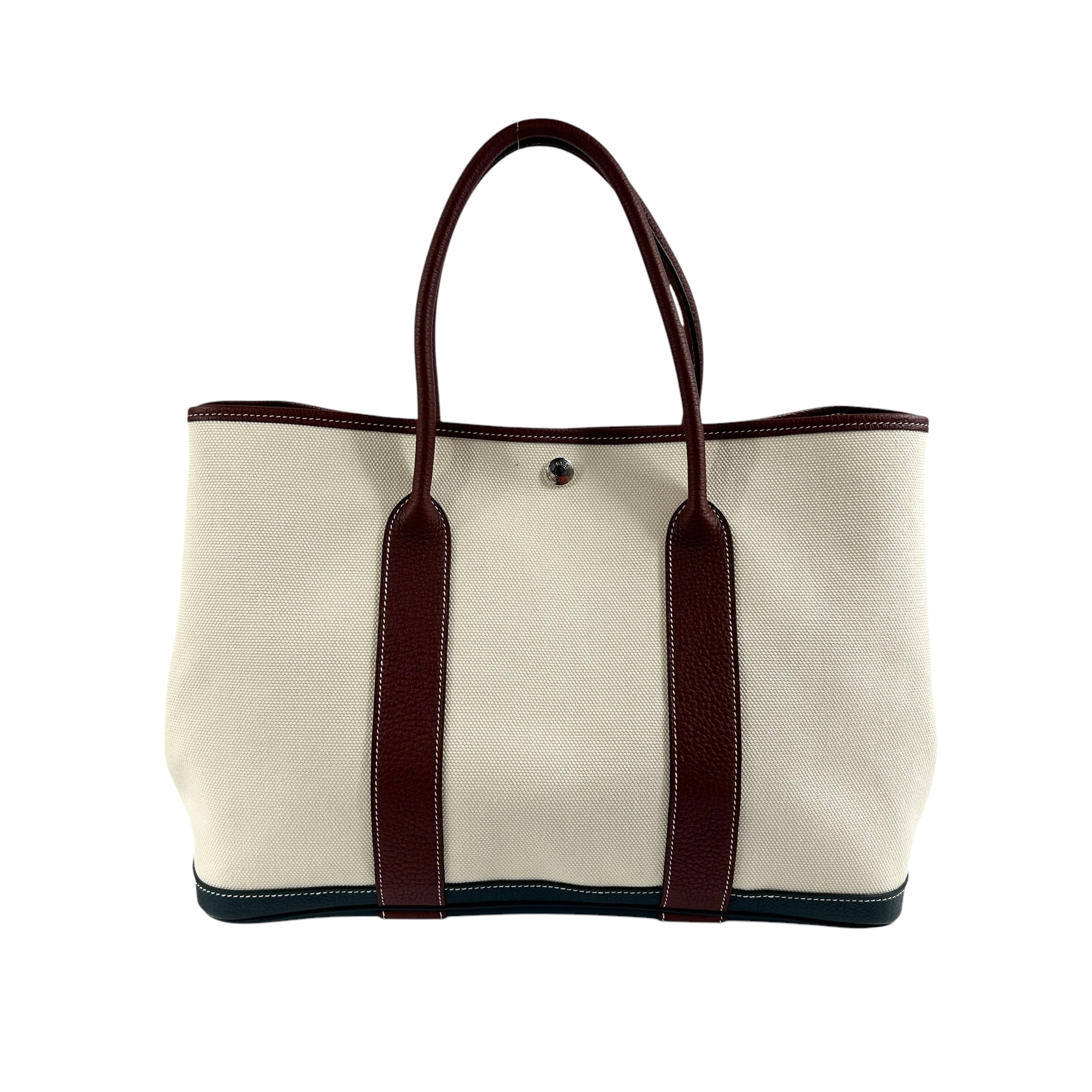 Etoile Canvas and Negonda Burgundy & Navy Leather Garden Party 36 w/PHW