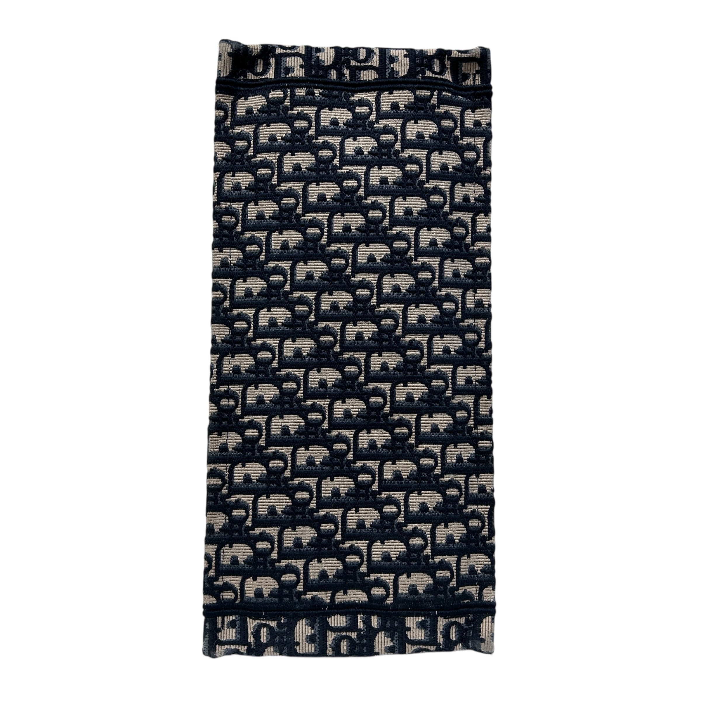 Ecru and Blue Oblique Embroidery Medium Book Tote